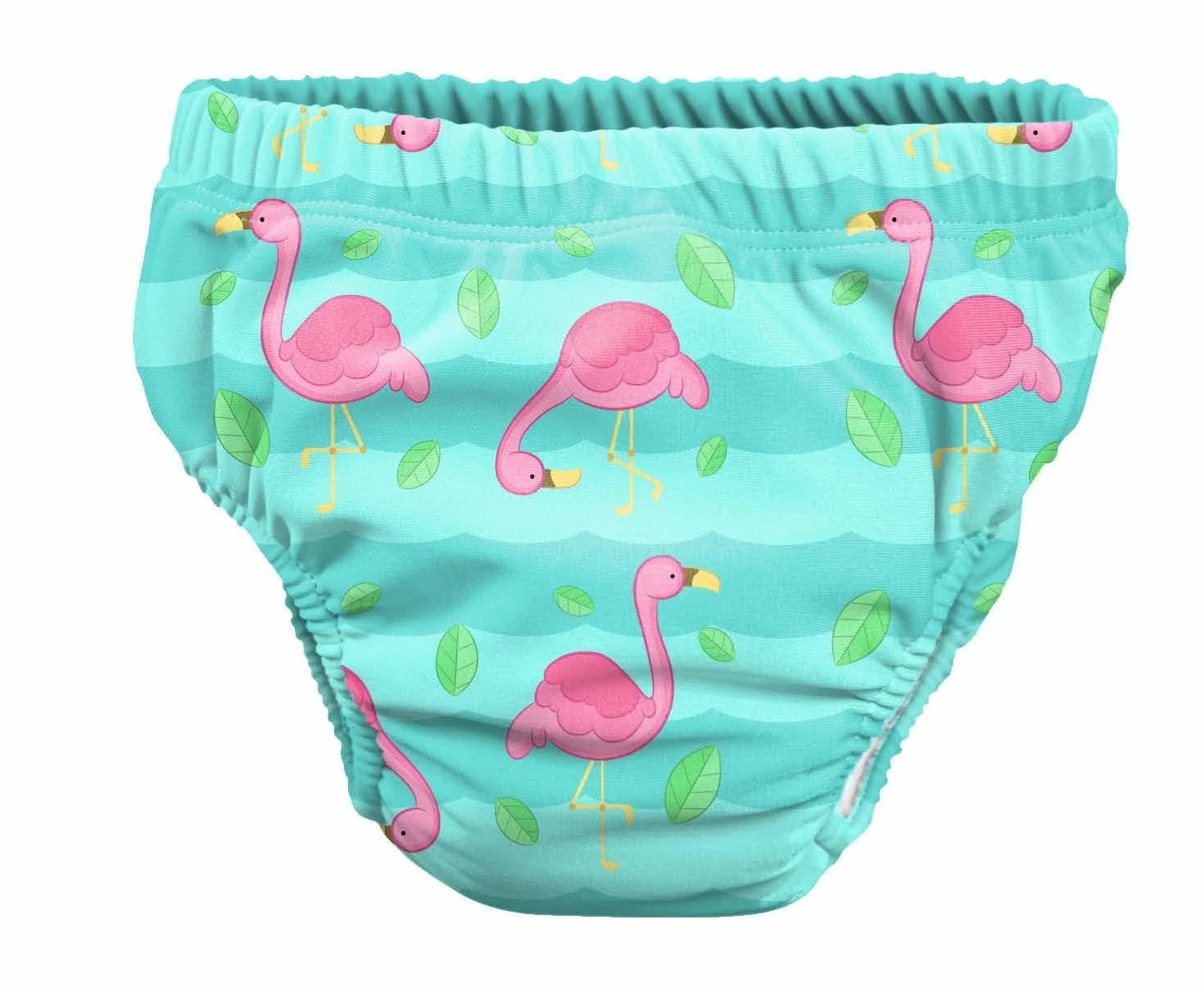 Pss! - Pannolino per Bambini per l'Acqua - Modello Pink Flamingo - Per Bambini da 3 a 8 kg - Taglia M - Unisex - Design Multicolore -Assorbente e Riutilizzabile -Impermeabile e Confortevole - 1 Pièce