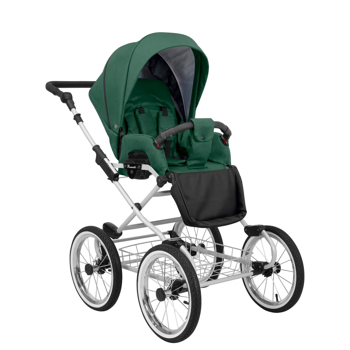 Passeggino per bambini 3 in 1 et 2 in 1 navicella carrozzina seggiolino auto KUNERT Romantic 3in1 et 2in1 passeggini (verde- cornice grigia, 3in1 Cosmo)
