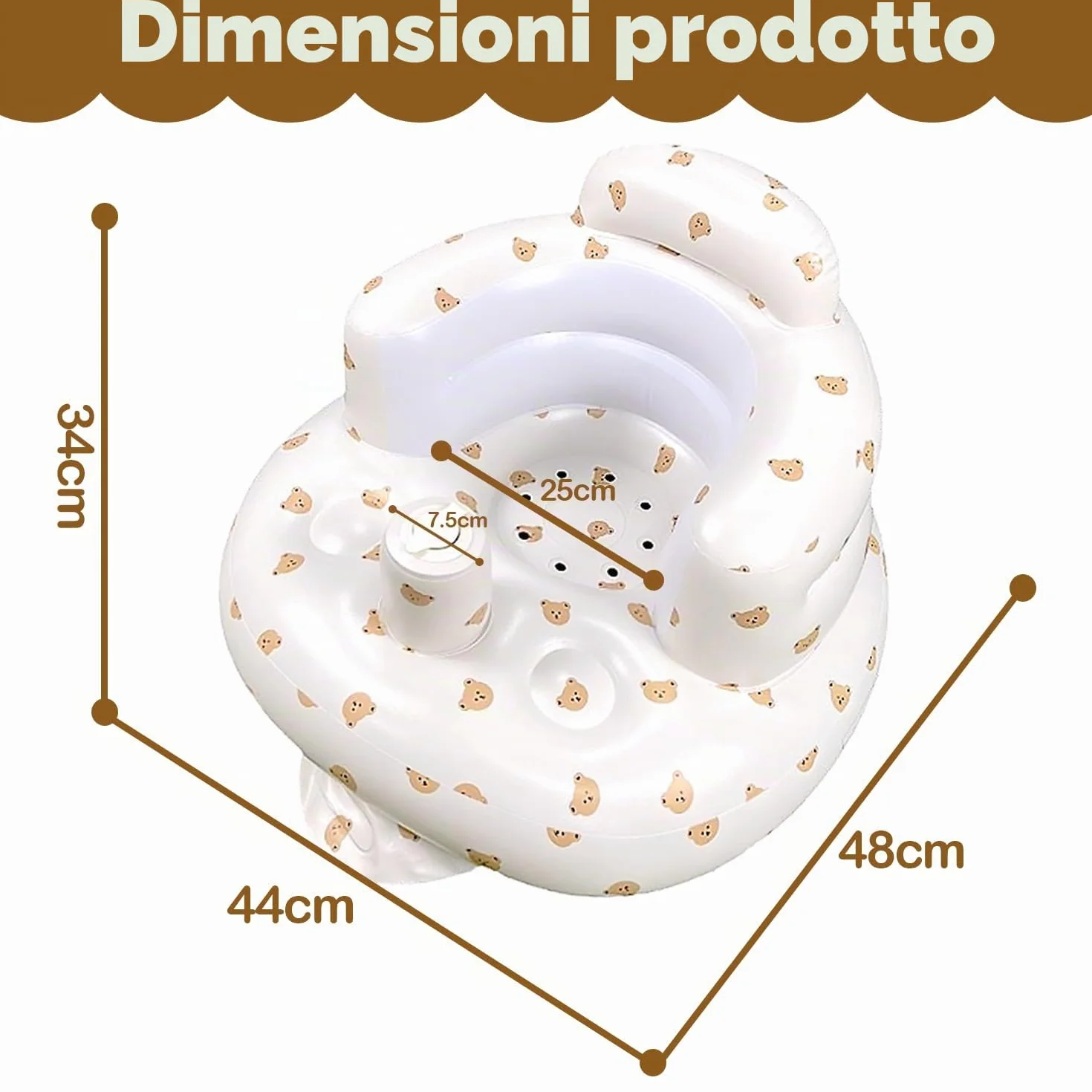 Seggiolino Gonfiabile per Bambini, Sedile da Bagno Gonfiabile per Bambini, Seggiolone gonfiabile portatile da pavimento, Sedile da Allenamento per Bebè, Sedia per Baby Shower, per bambini da 3+ mesi