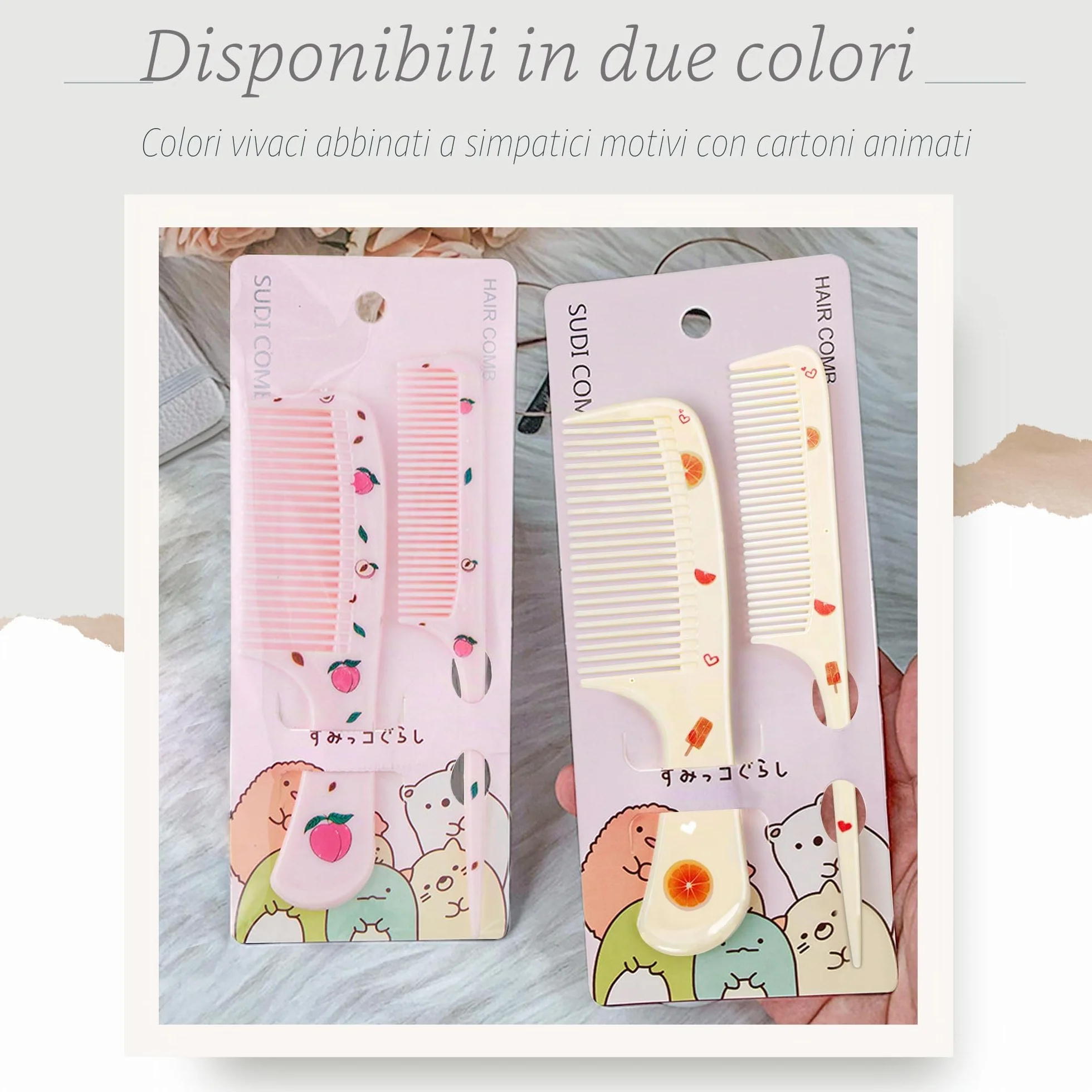 Set di 4 Spazzole per Capelli e Pettini Bambina, Pettine Districante per Capelli Bagnati e Asciutti, Spazzola a Coda di Ratto per Parrucchieri Ragazze e Ragazzi, Regalo Carino