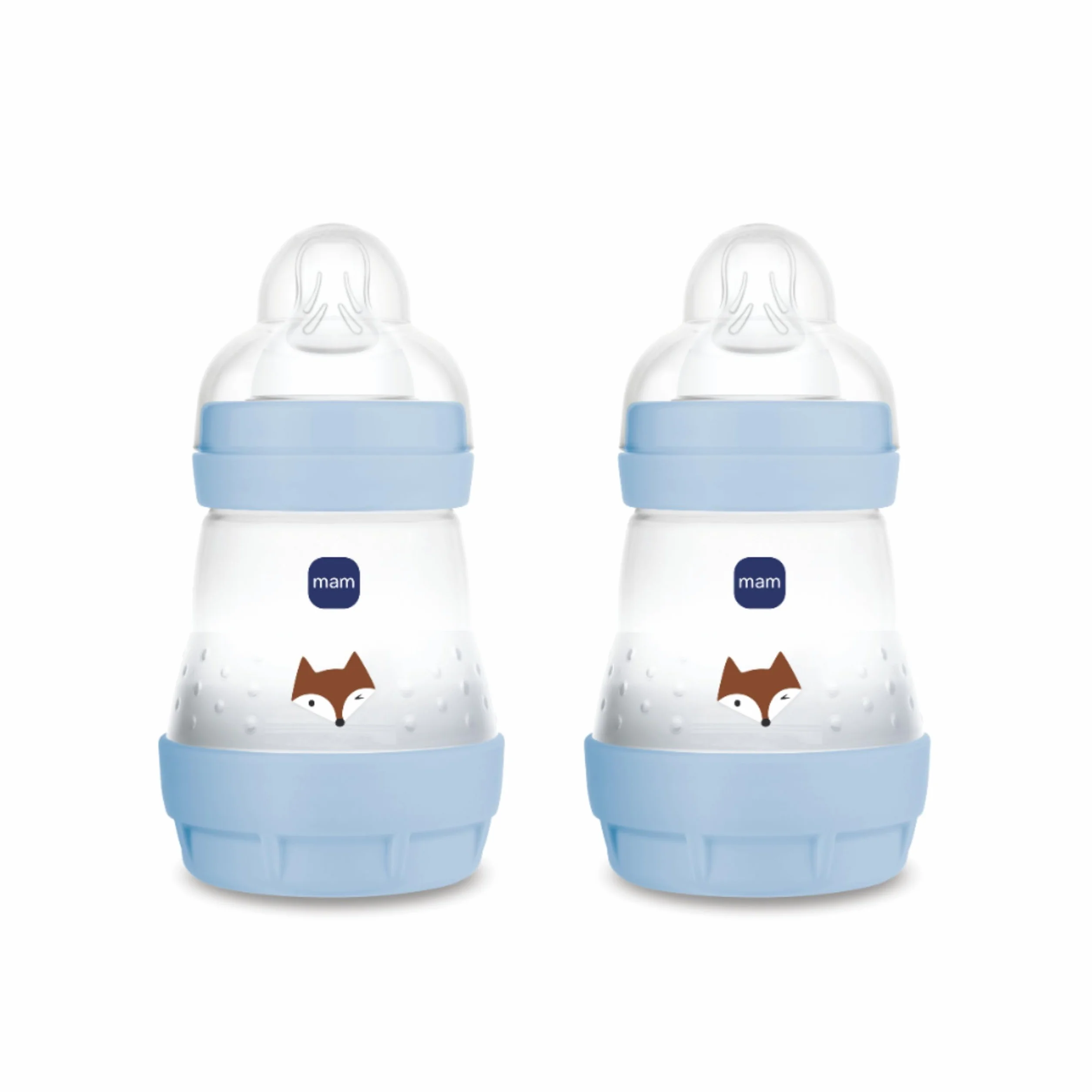 MAM Biberon Easy Start 160 ml (Set da 2), Kit da 2 biberon anticolica per allattamento misto che riduce le bolle d'aria e il rischio di coliche, Accessori neonati con tettarella misura 1, Azzurro