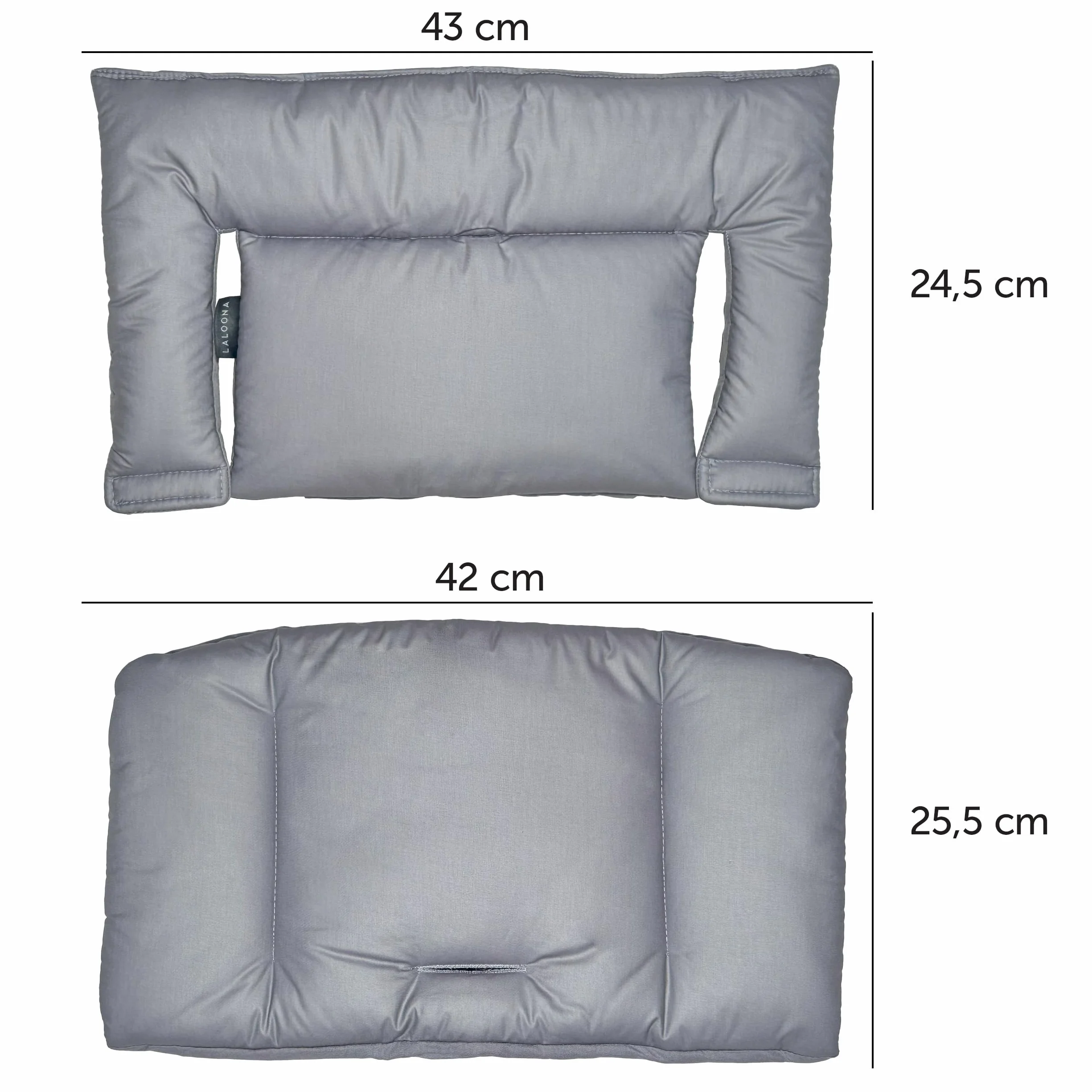LaLoona Cuscino Seduta per Seggiolone Stokke Tripp Trapp - Cuscino Per Stokke Seggiolone Pappa 2 Pezzi, OEKO-TEX Standard 100, Lavabile in Lavatrice - (Grigio, Rivestito)