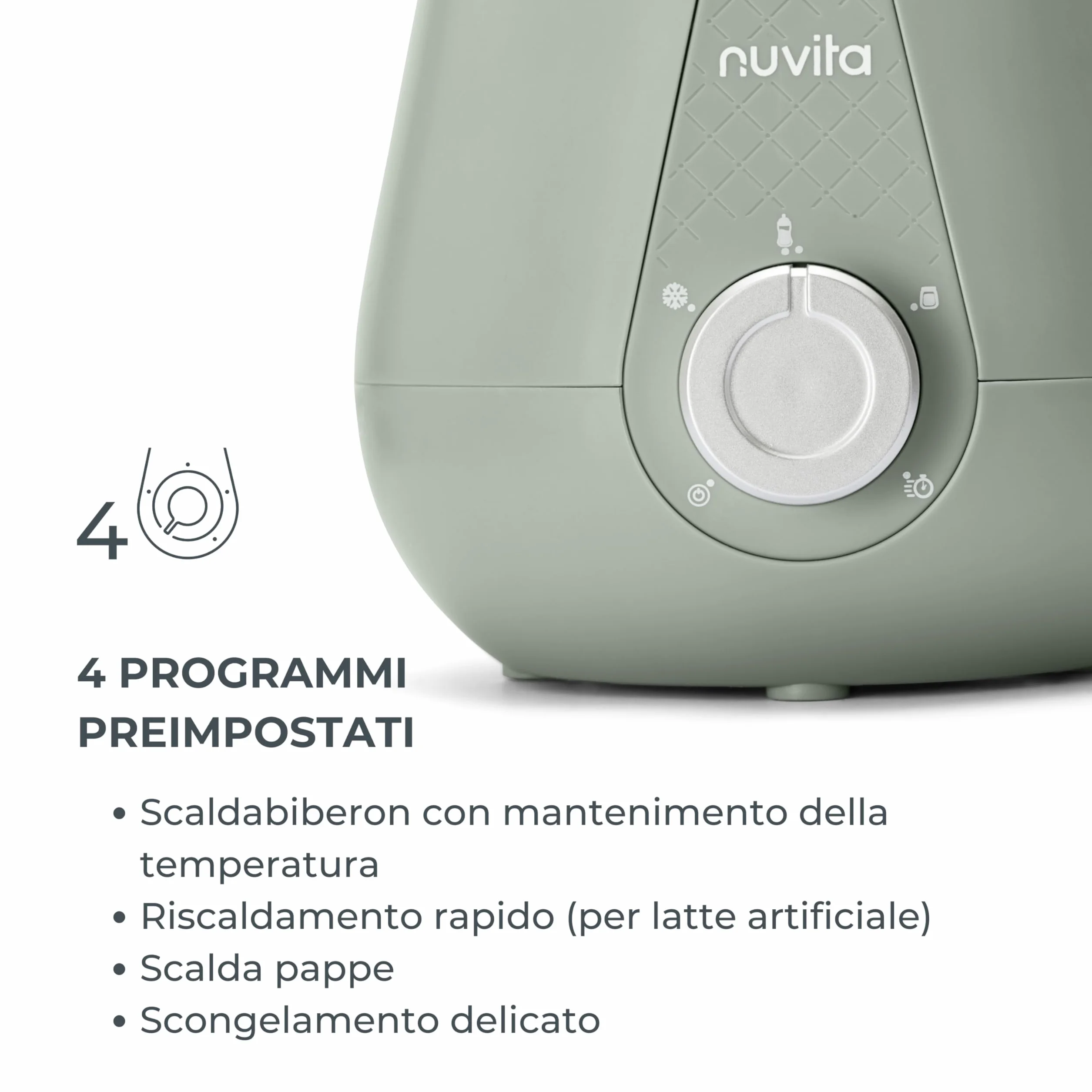 Nuvita 1165 | Scalda Biberon Neonato Casa e Auto | Scaldabiberon da Viaggio | Scaldabiberon Veloce | Scalda Latte Neonato | Scalda Pappa Neonato | Riscalda Alimenti - Sage Green