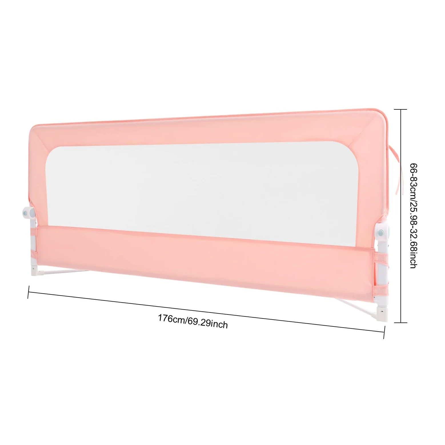 Griglia di protezione per letto pieghevole, per bambini, protezione dal letto, per bambini, 176 x 66 cm (rosa)