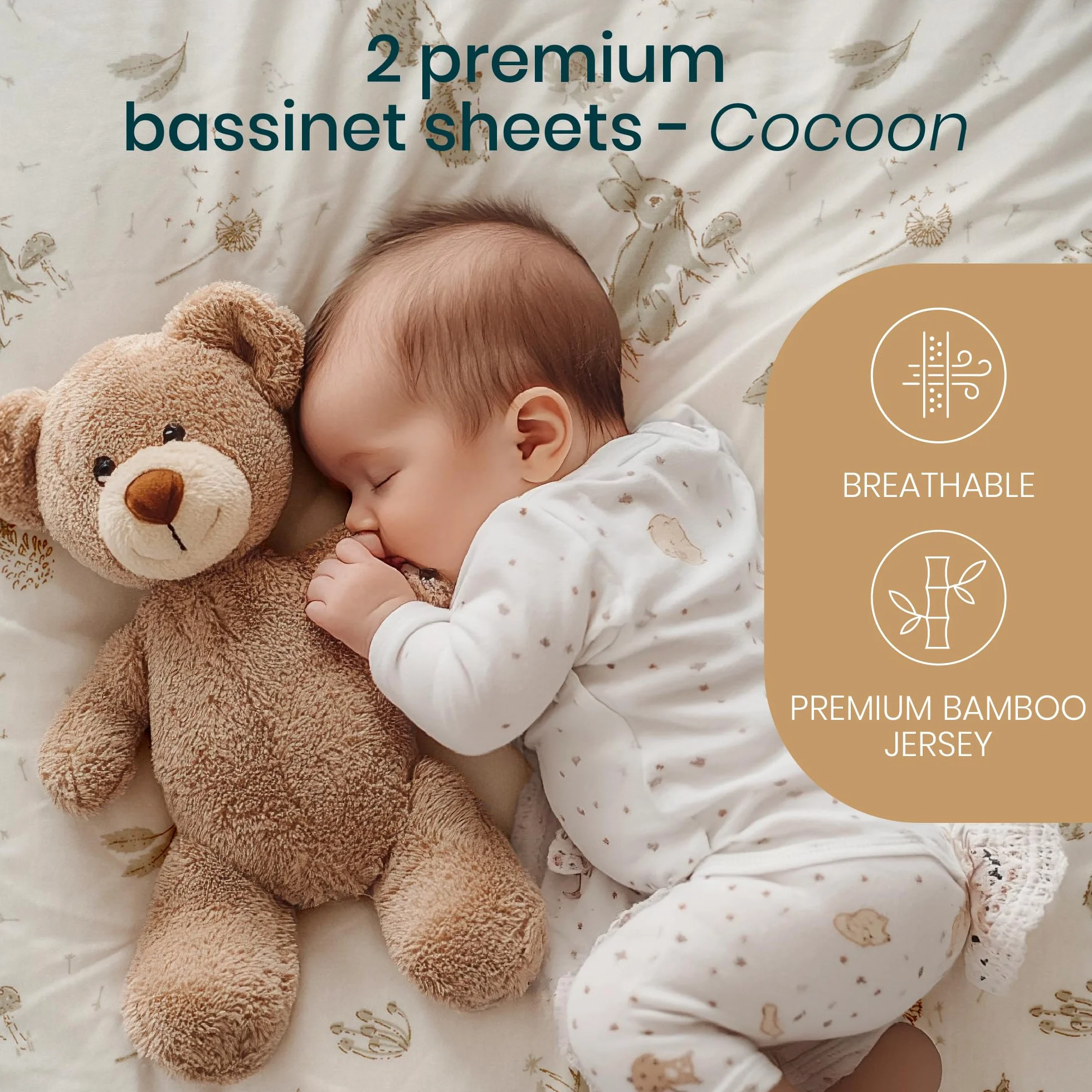 Tutti Bambini Lenzuola Culla Neonato (Confezione da 2) - Jersey di Bambù Morbido e Traspirante - Lenzuola con Elastico a Doppia Resistenza - Adatte a Materassi da 53x80 cm a 60x90 cm (Cocoon)