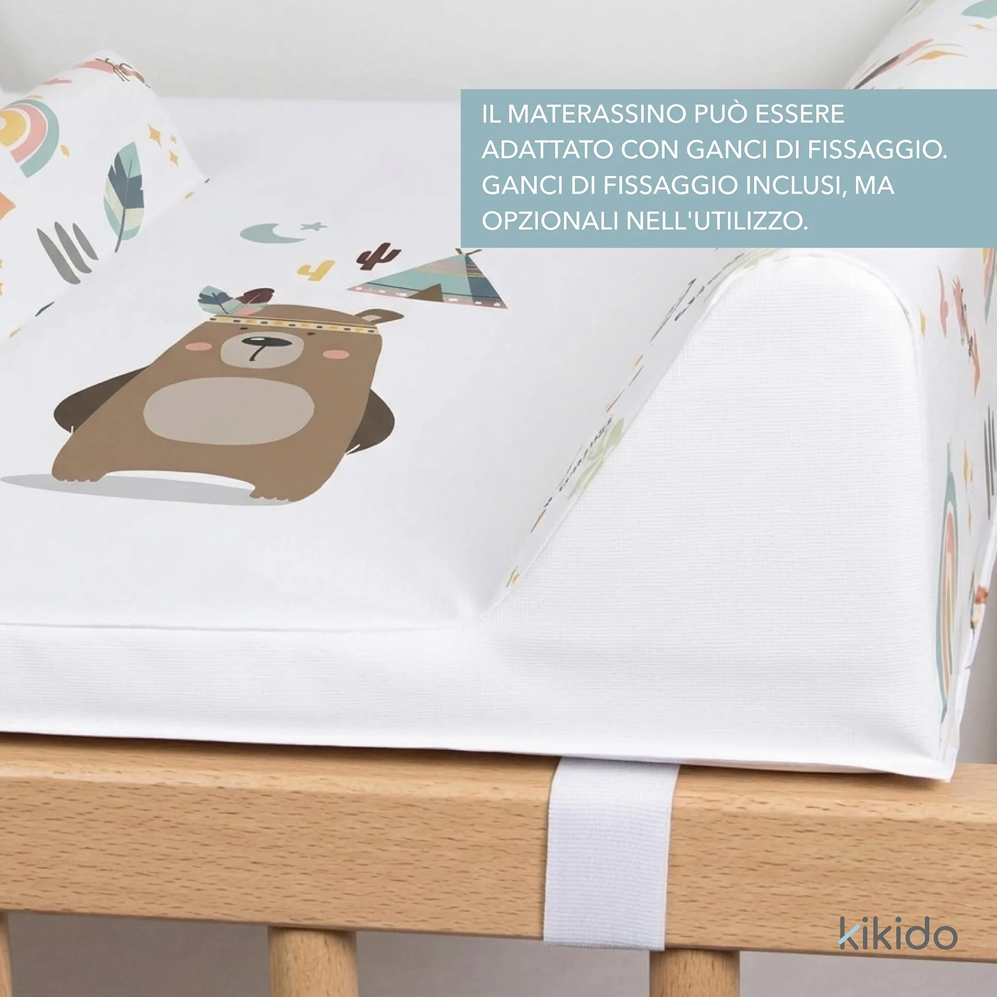 Kikido Materassino Fasciatoio 50x70 - Mongolfiera - Materasso Fasciatoio in PVC con Bordi Rialzati - Materassino Universale con Spondine di Sicurezza, Universale e Impermeabile 70x50