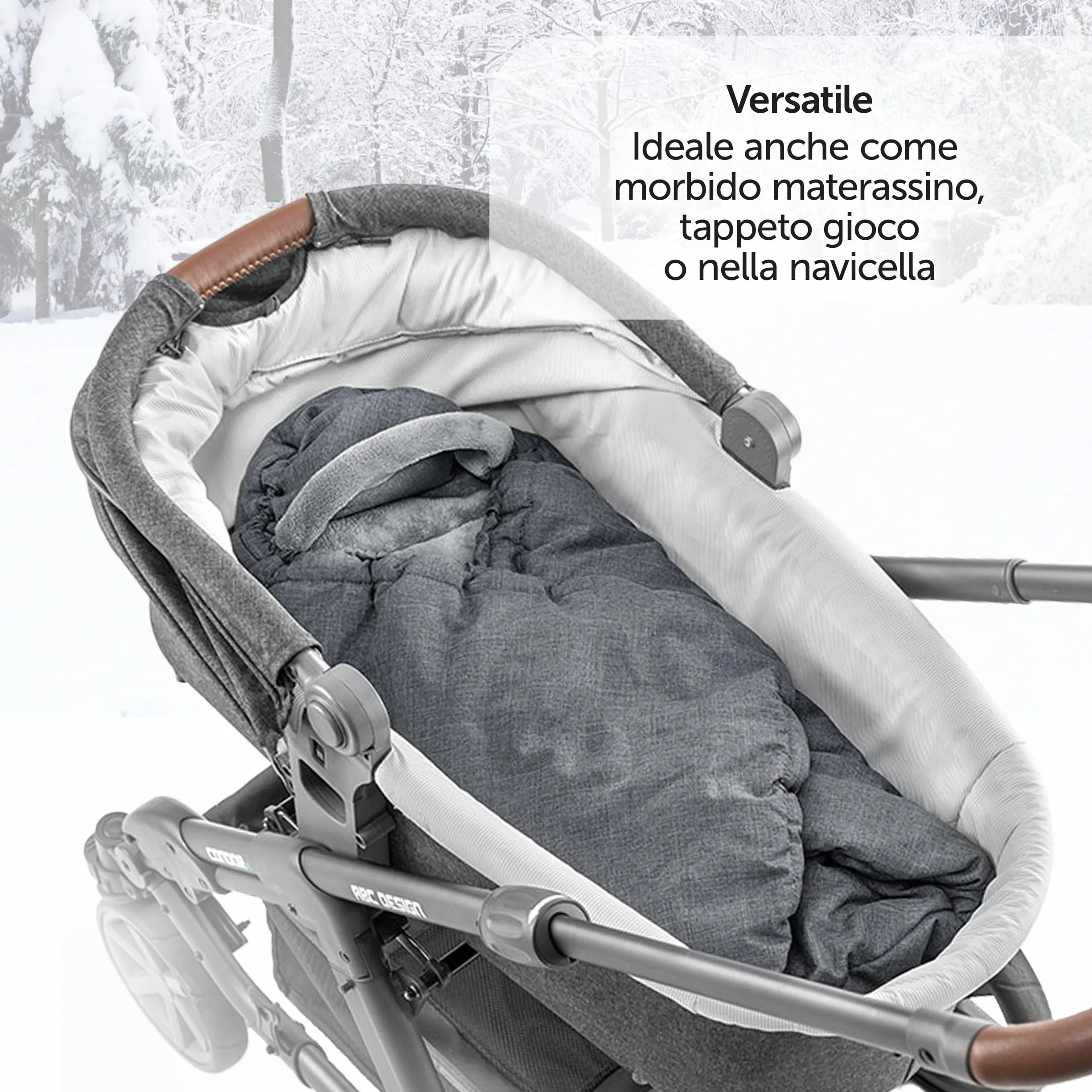 Zamboo Coperta Neonato con Aperture per Cinture e Borsa - Copertina Ovetto Invernale utilizzabile come Sacco a Pelo - Grigio