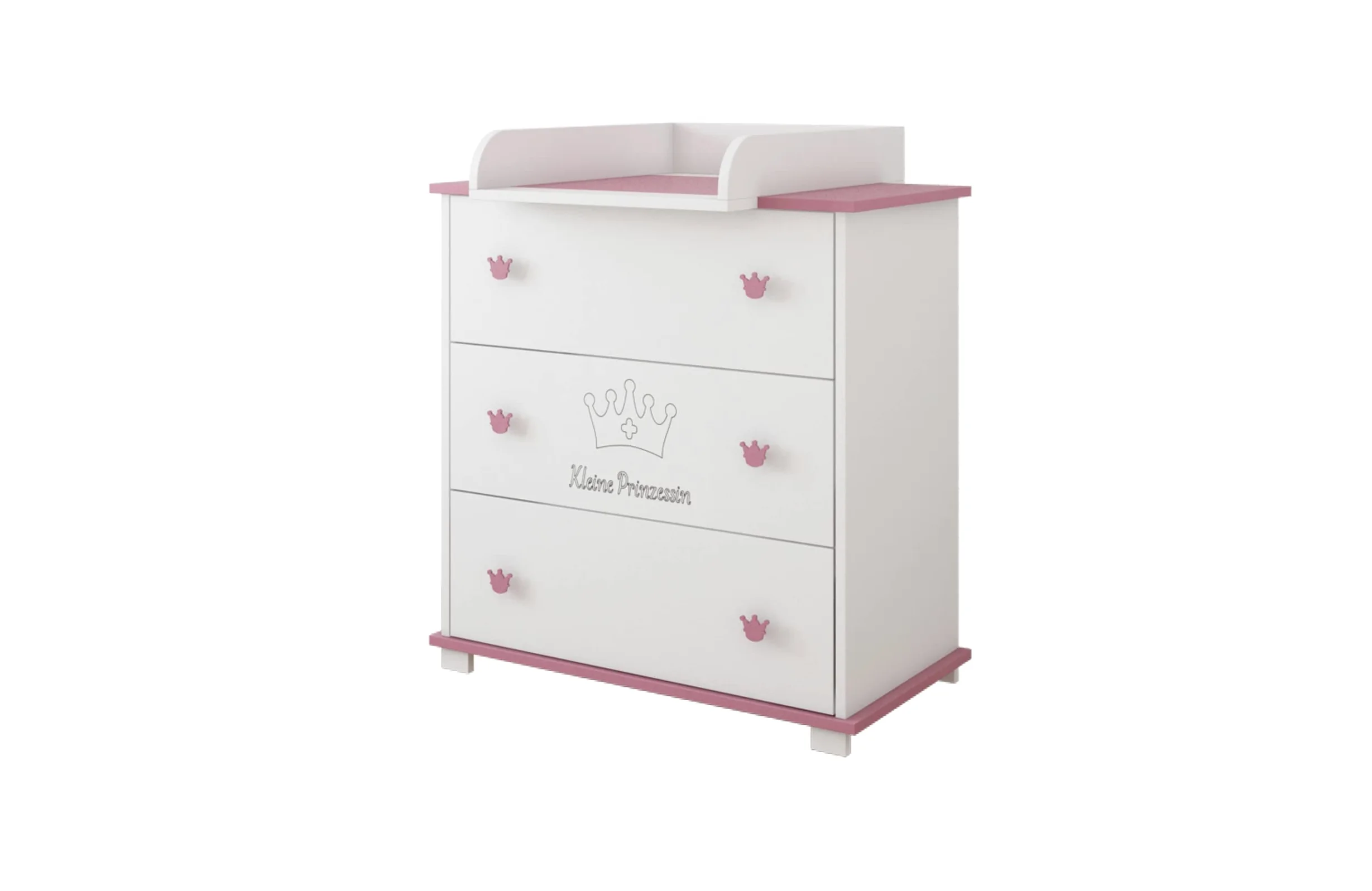 Kids Collective Cassettiera fasciatoio fasciatoio con attacco per fasciatoio con 3 cassetti e incisione Little Princess in bianco rosa ragazze Made in Europe