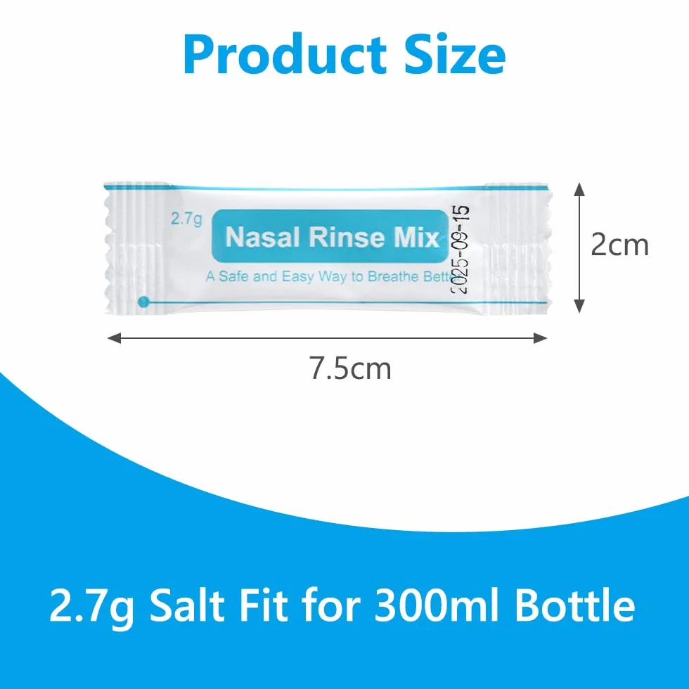 URAQT Sale Lavaggio Nasale, 120 Pezzi Sale per Lavaggio Naso Sali per Irrigazione Nasale, Wash Salt Lavaggio Nasali per Pulizia del Naso, Irrigatore Nasale, Neti Pot