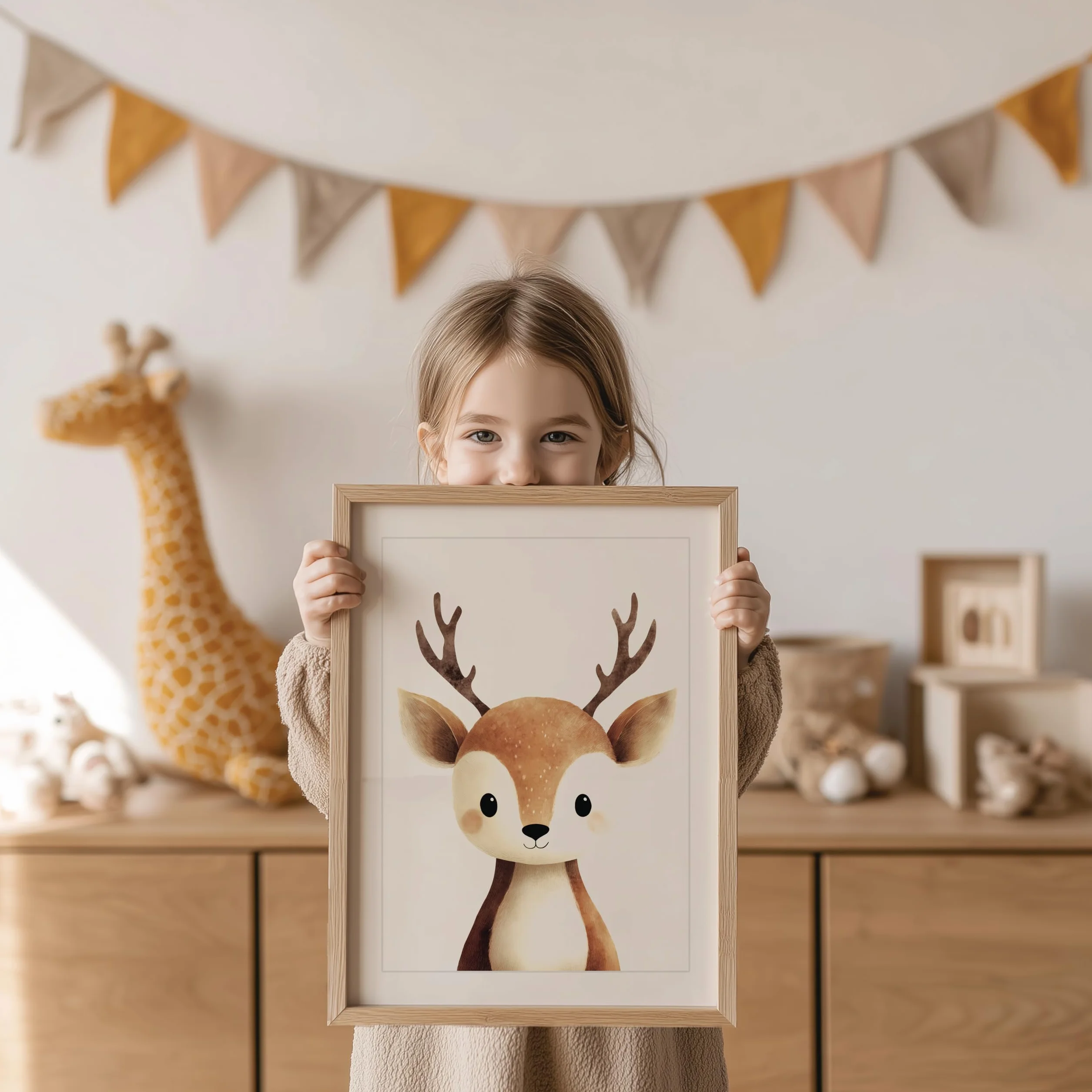 PACKLIST® Set 4 Quadretti Cameretta Neonato – Poster Animali del Bosco (Orso, Volpe, Cervo, Gufo) – Stampe A4 Premium 250g – Decorazione Parete Bambini Senza Cornice – Idea Regalo Nascita