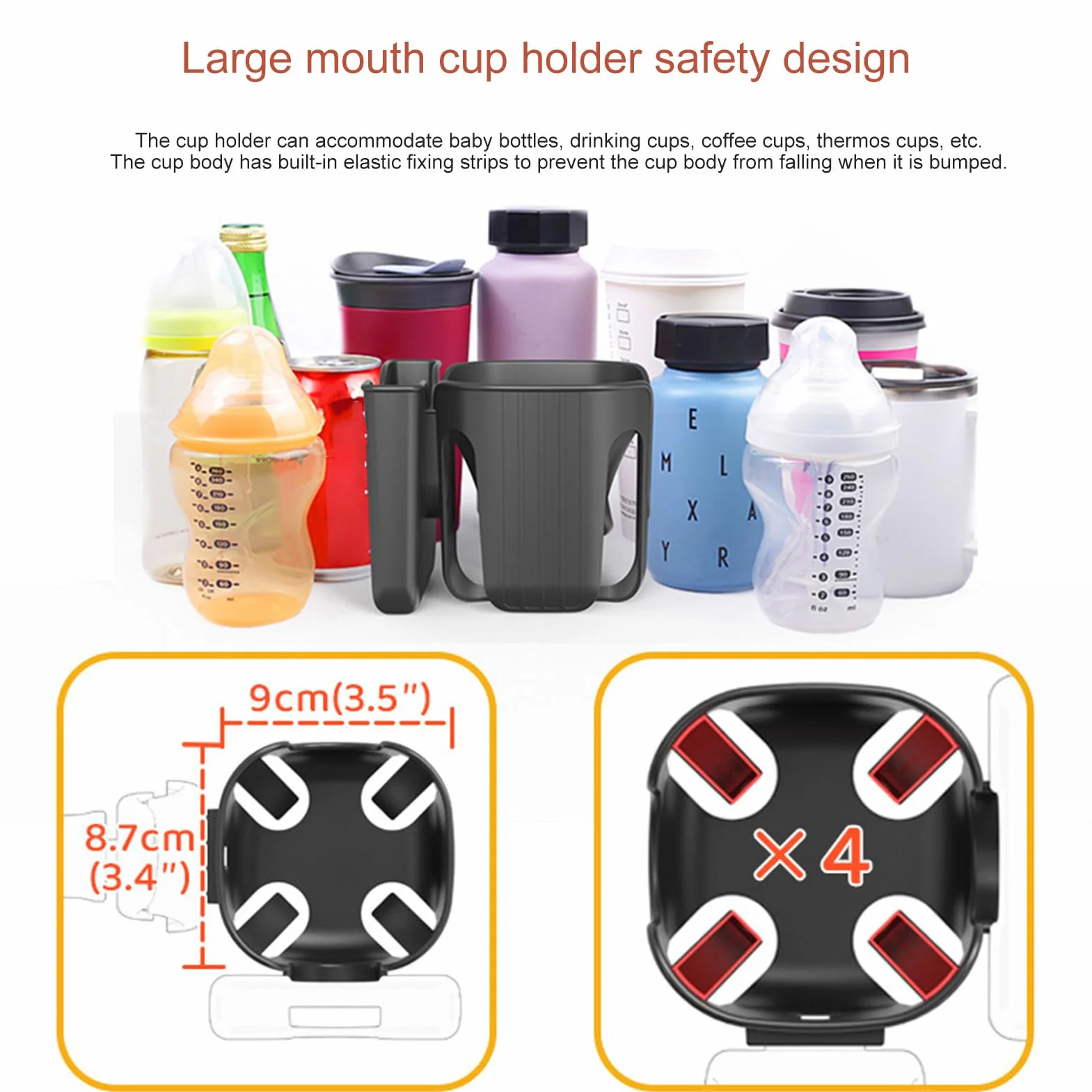 Supporto per portabicchieri per passeggino, supporto per telefono e bicchieri, robusto, regolabile, rimovibile, organizer per scooter, telefono, sedia a rotelle, deambulatore, mobilità, scooter e bici