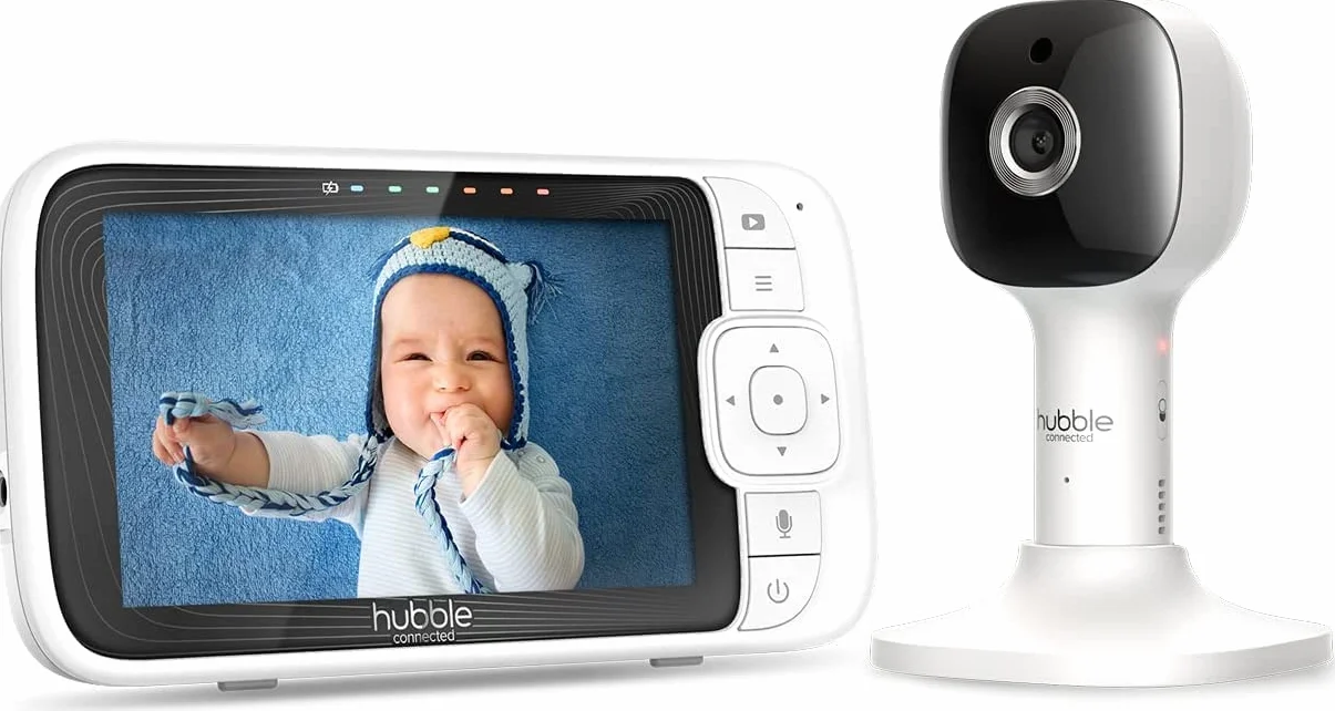 Hubble Connected Nursery Pal Cloud Baby Monitor Video e Audio, Schermo da 5 pollici, luce notturna, visione notturna, conversazione bidirezionale, sensore di temperatura ambiente e app per smartphone