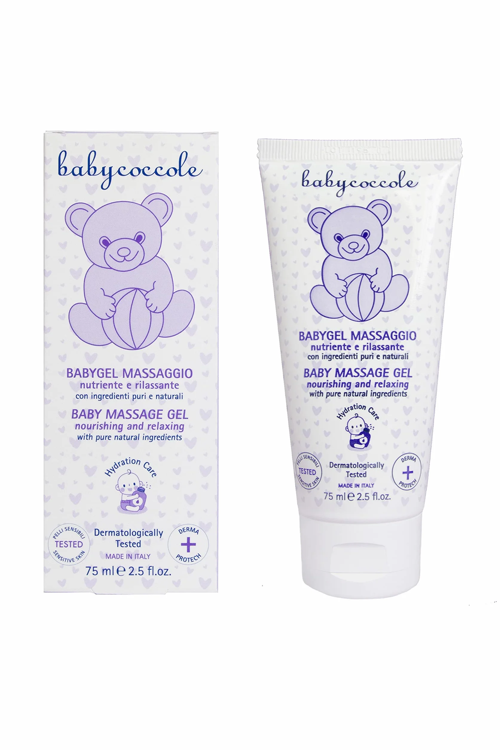 Babycoccole BABY GEL MASSAGGIO con Olio di Mandorla per Neonati e bambini. Idratante e Rilassante. Dermatologicamente Testato, Per Pelli delicate. Ingredienti Puri, Naturali di Origine Vegetale - 75ml