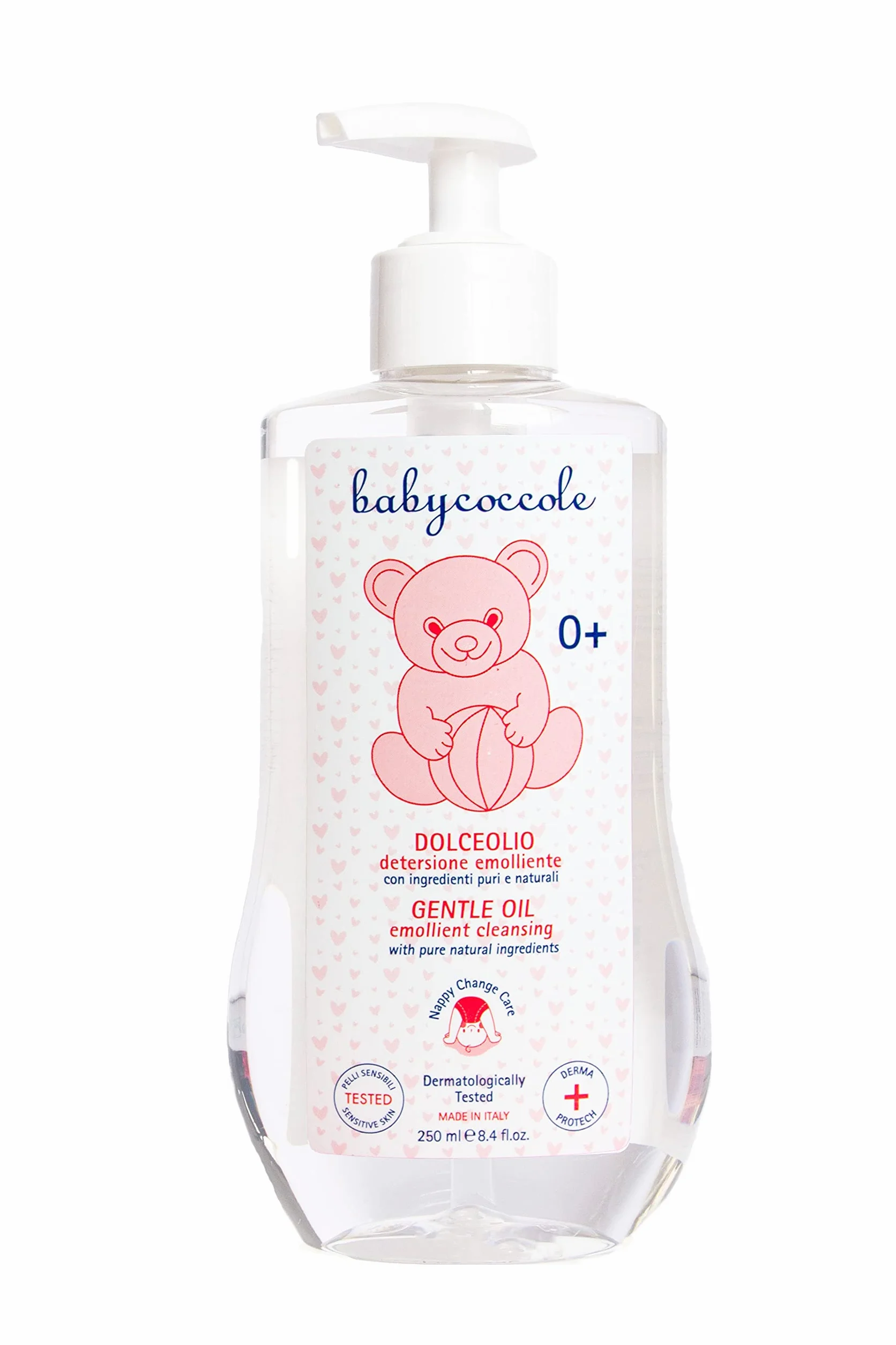 Babycoccole OLIO DETERGENTE EMOLLIENTE per pulire Corpo e il Viso di Bambini e Neonati. Con Olio di Mandorla, Vitamina F, Ingredienti Naturali. Dermatologicamente testato per Pelle Sensibile. 250ml