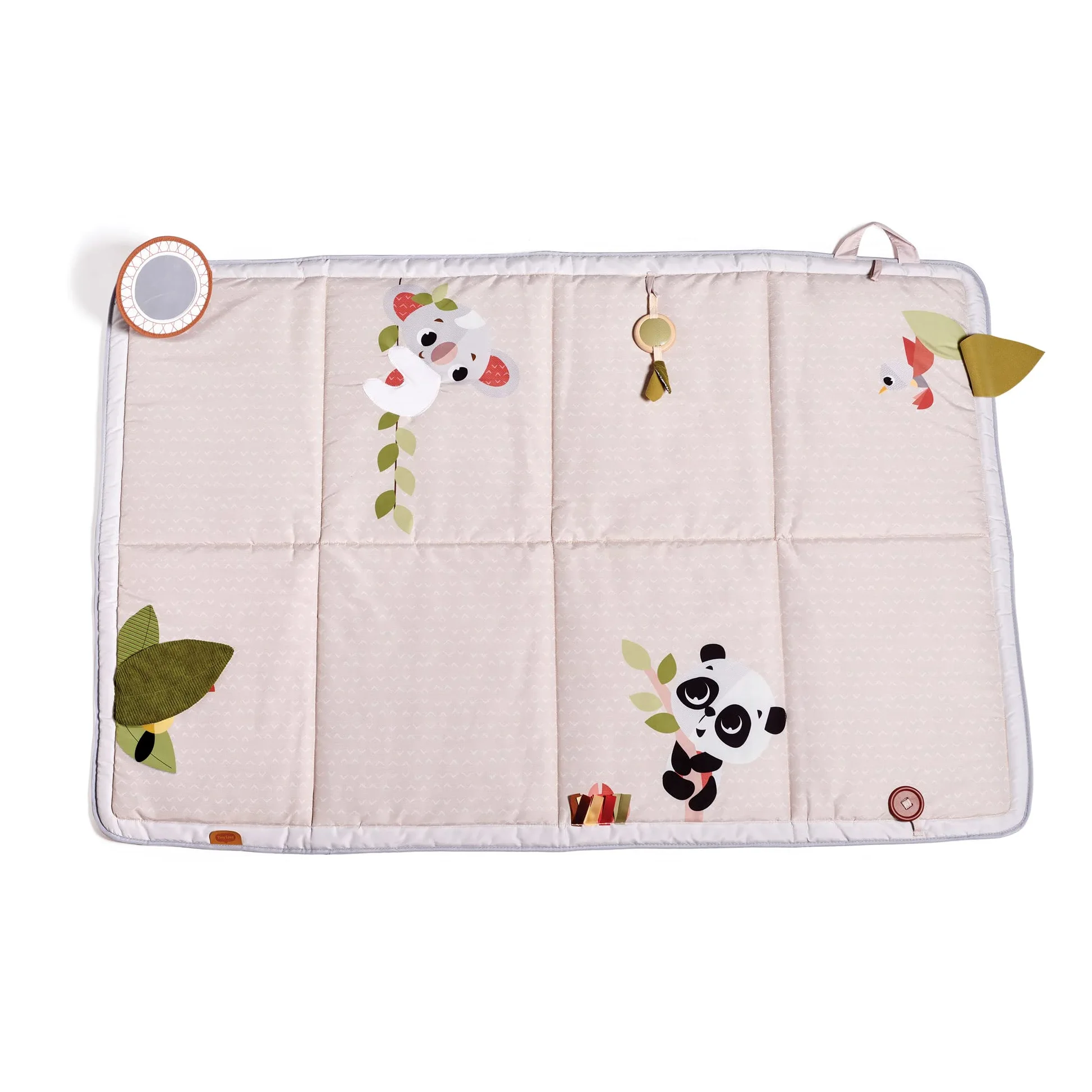Tiny Love Super Mat Tappeto Sensoriale Bambini XL (150x100 cm), 0+, 6 Attività, Specchio, Sonaglino, Gioco Frusciante, 12 Carte Traguardo, Boho Chic