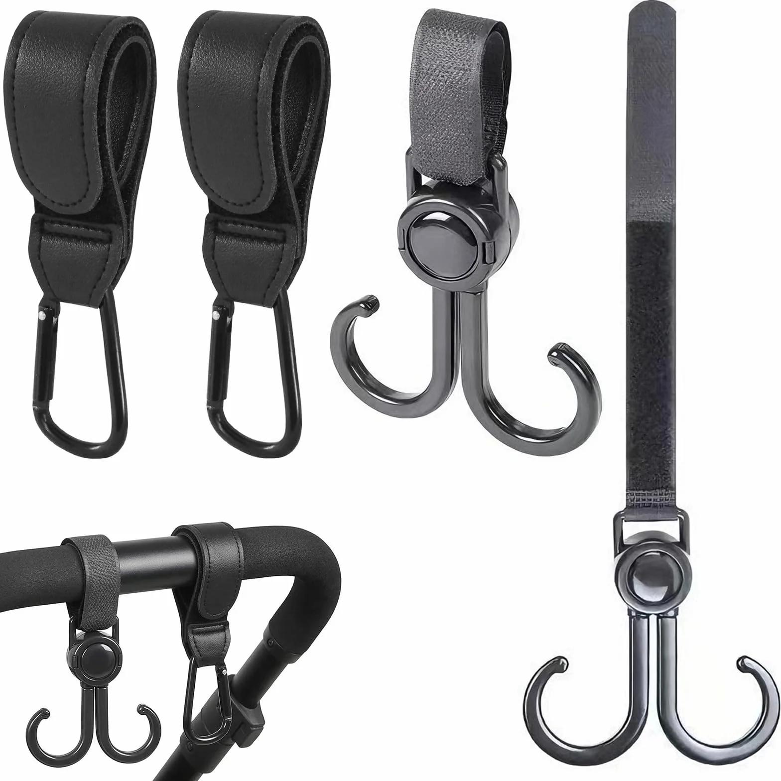 4 Pcs passeggino per bambole Gancio per passeggino, a forma di cuore, con chiusura, per borsa fasciatoio, borse, borse sospese, zaini, portafogli, accessori per passeggini