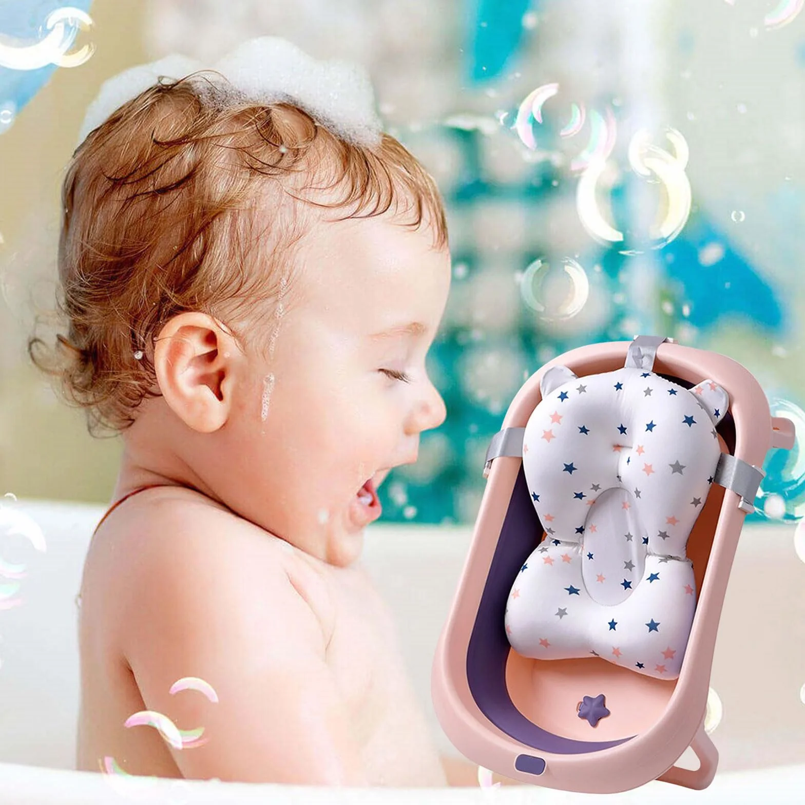 Riduttore Vaschetta Bagnetto Neonato, Cuscino Bagnetto Neonato, Riduttore Bagnetto Neonato, Tappetino da Bagno per Neonati, Galleggiante Tappetino da Bagno Per Bambini, per Bambino 0-3 anni