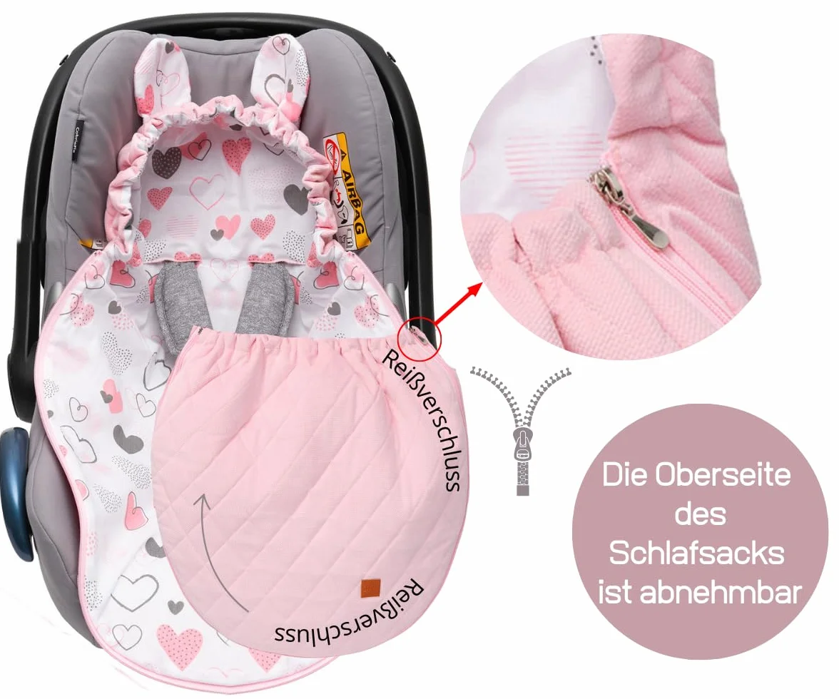 Mikos Coprigambe per ovetto, in tessuto di velluto con tessuto di cotone per seggiolino auto, coperta per passeggini, ad esempio Maxi Cosi (grigio)
