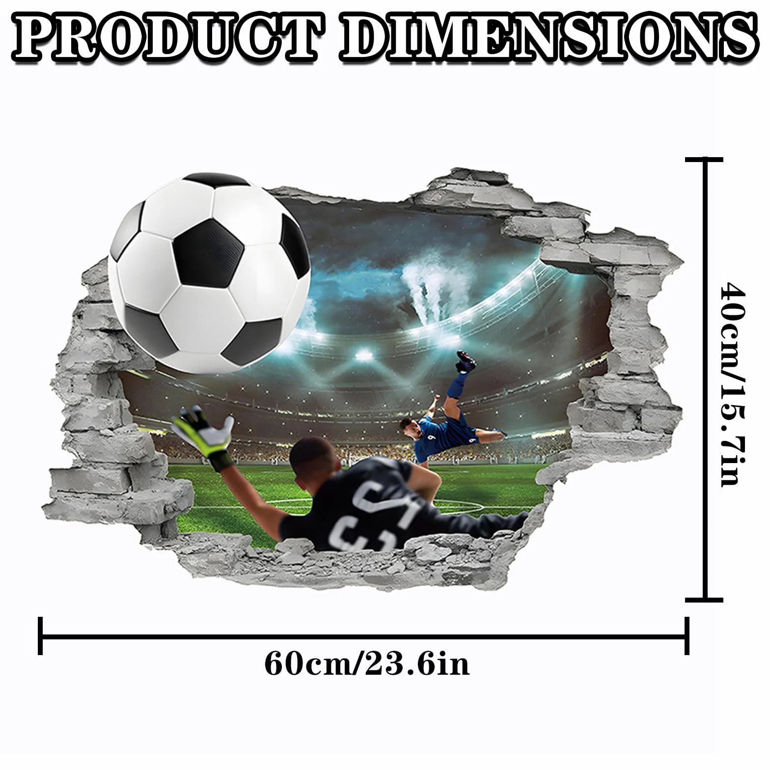 Adesivi Murali 3D,Adesivi Murali di Calcio 3D,Adesivi di Sfondo TV,Adesivi Murali di Calcio Della Camera Dei Ragazzi,Rimovibili eAdatti per la Decorazione Della Camera da Letto e Del Soggiorno