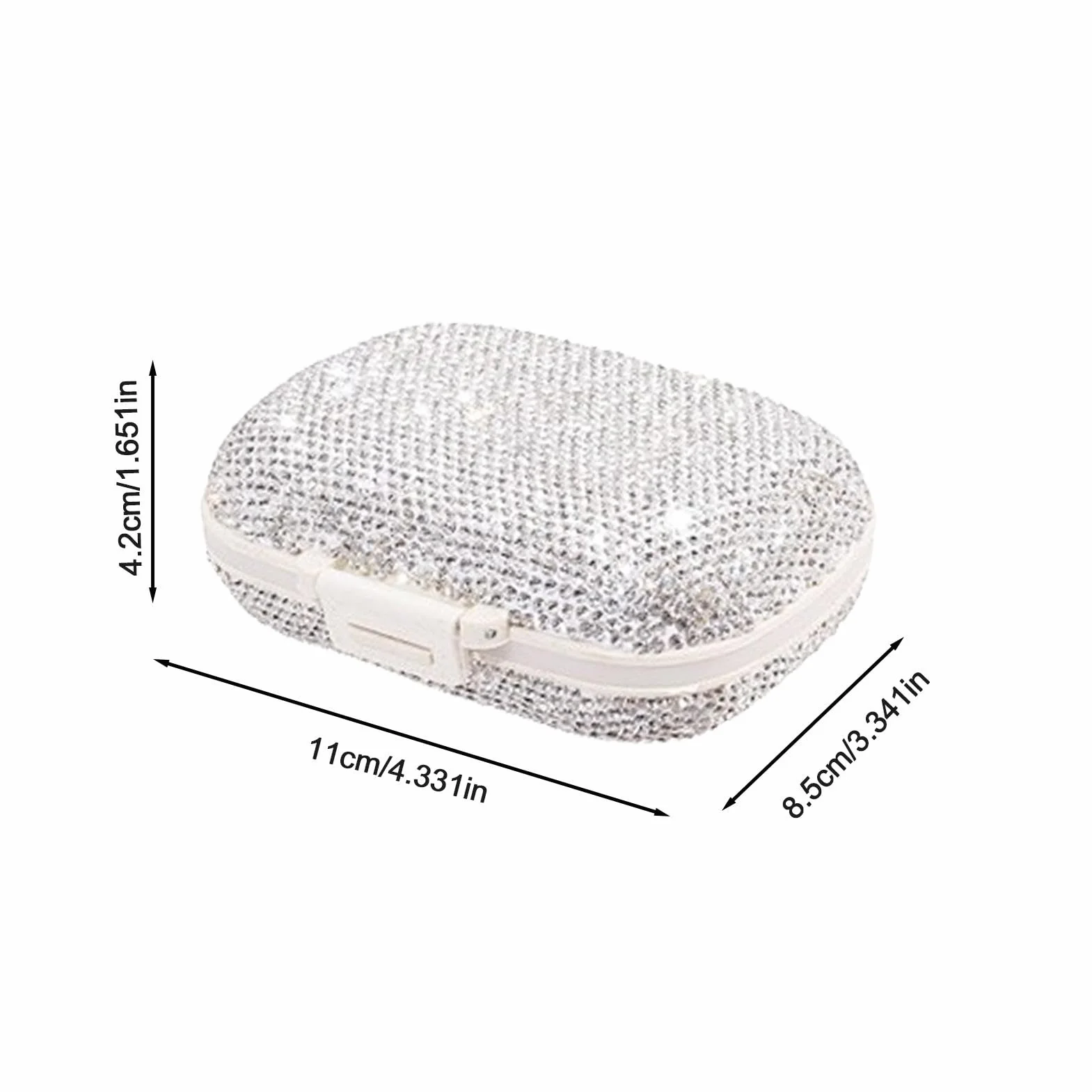 Portapillole - Portapillole con brillantini, portapillole, portapillole con scomparti, organizzatore per pillole da viaggio, organizzatore settimanale per la casa e i viaggi, bianco, rosso, bu