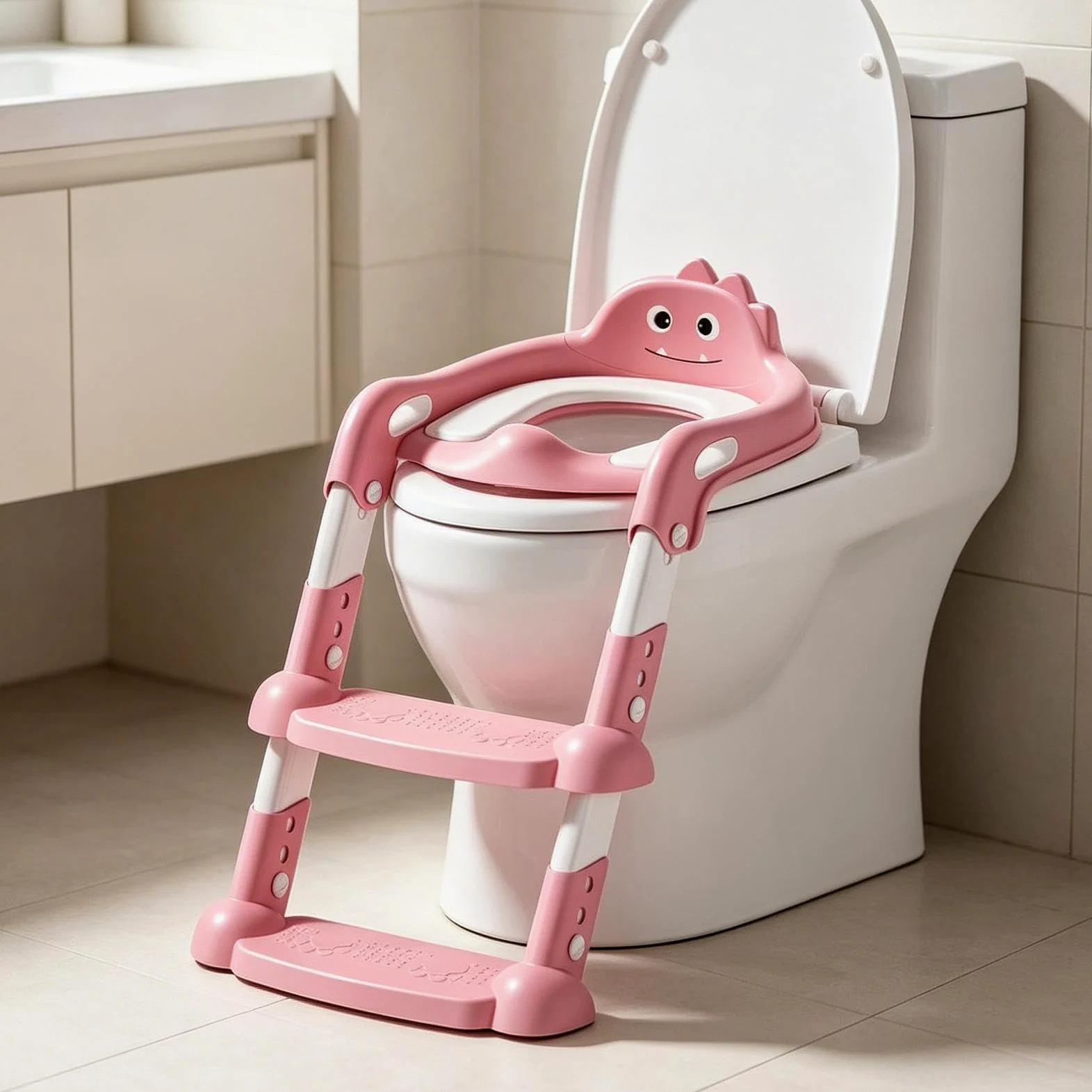 Seggiolino Per Addestramento Al Vasino Sedia pieghevole con gradino | Scaletta WC Con Sedile Vasino Per Ambiente Domestico Bagno Bagni Pubblici Scuola Materna