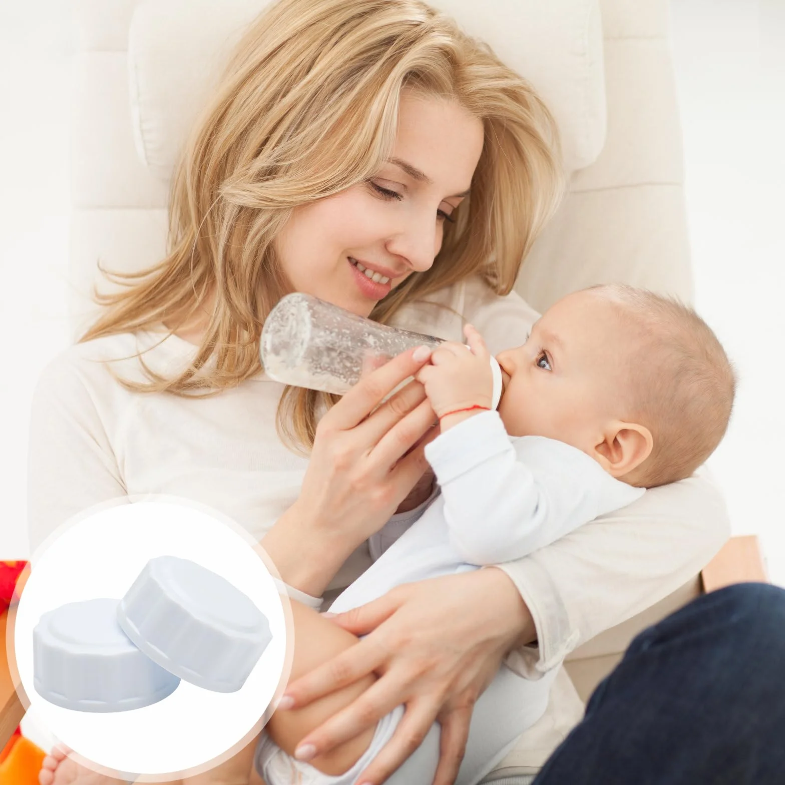 Tappi per biberon Avent, 6 tappi per bottiglie da viaggio, compatibili con bottiglie a collo largo, colore bianco, per biberon