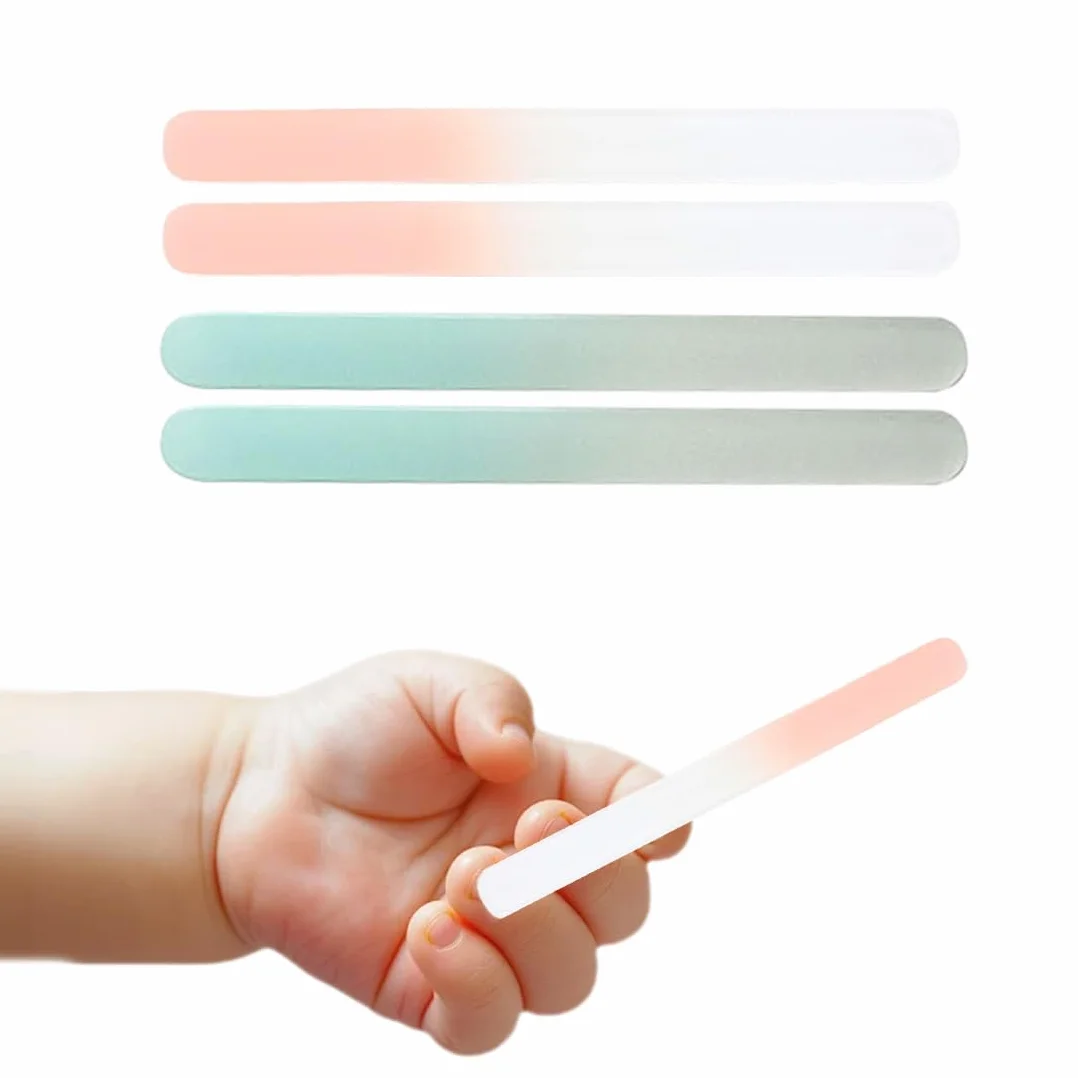 4 Pezzi Lime Per Unghie In Vetro Lista Nascita Bebè, Blu E Rosa, Per Bambini, Dimensioni 9Cm X 1Cm X 0.3C