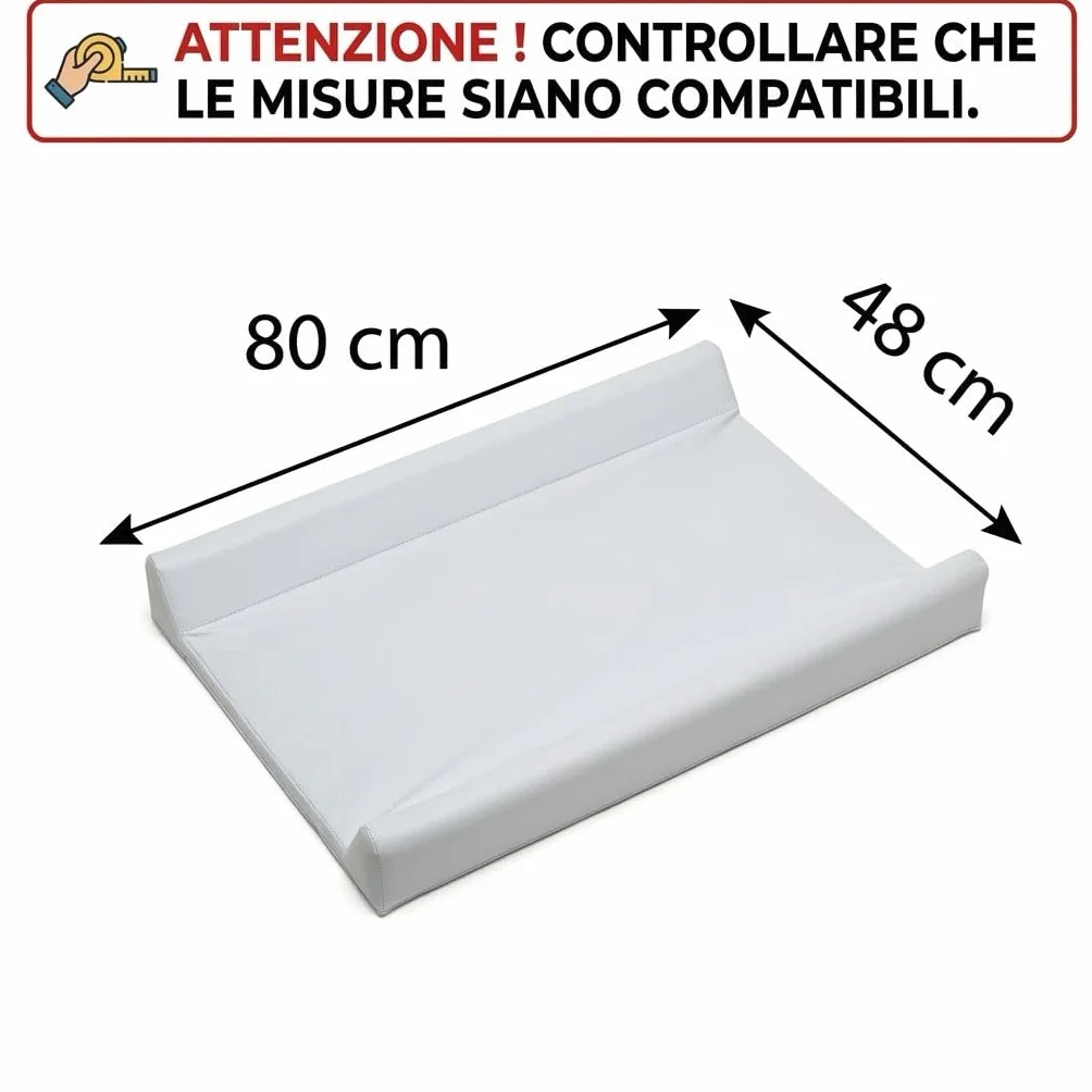 PALLA PALLINA Materassino Fasciatoio Per Cassettiera Con Sponde AntiCaduta 80X9X48 Cm Materasso Fasciatoio Neonato 100% PVC Impermeabile Lavabile PRODOTTO IN ITALIA (STELLINA TORTORA)