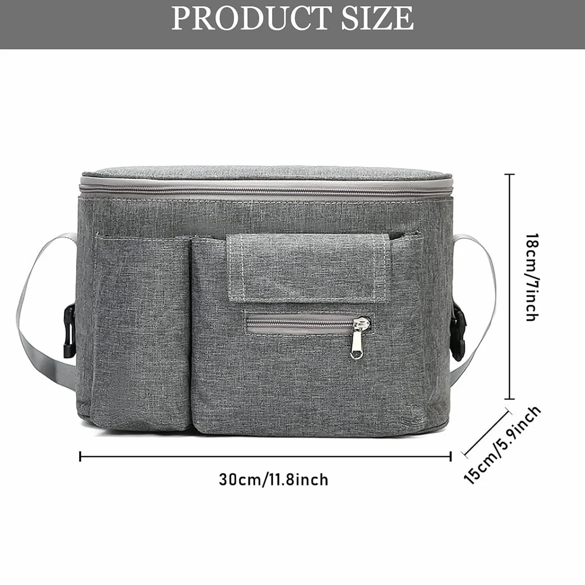 Carrozzina Organizer Passeggino, Borsa Per Passeggino Universale, Baby Borsa Passeggino Borsa Organizer, Organizer Per Passeggino Per Biberon, Pannolini, Salviette, Telefono Ccellulare (Grigio).
