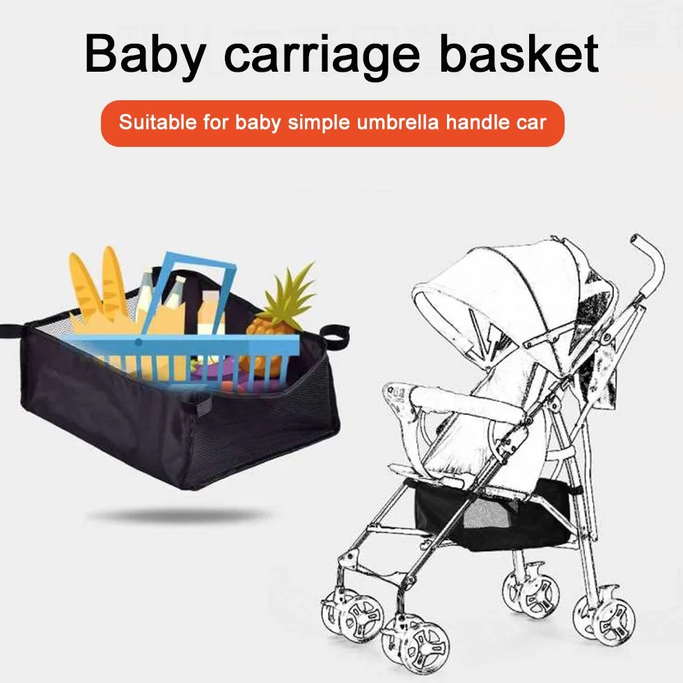 Cestino per Passeggino, Borsa portaoggetti Universale per riporre i Prodotti del Bambino, Passeggino Accessori cestello portaoggetti in Rete, Carrozzina Cestino Inferiore