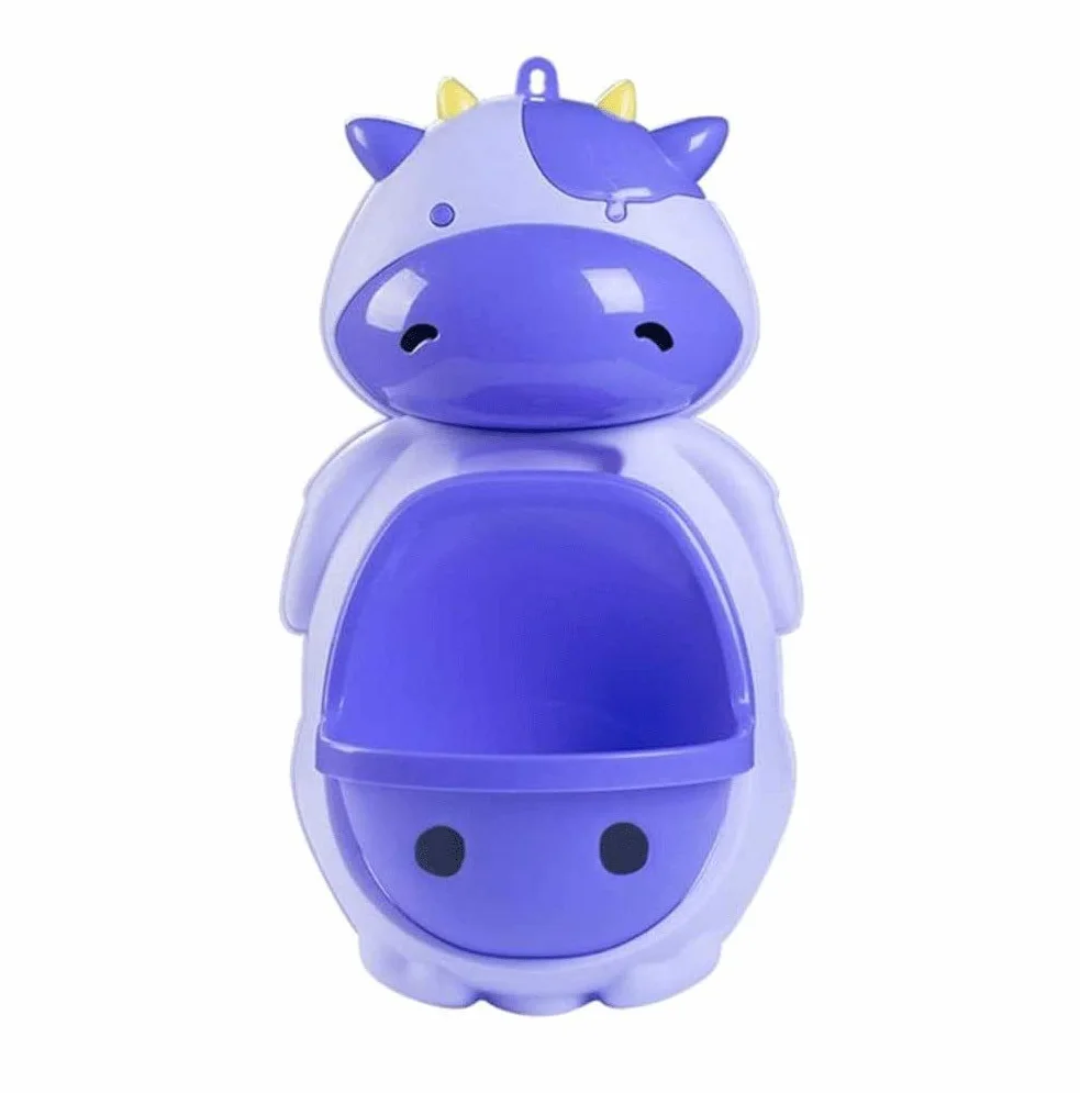 Urnata di Formazione del vasino della Forme della Mucca Sveglia per i Ragazzi con Il Bersaglio di puntamento Divertente, Il Toddler Boy Toilet Pee Trainer - Blu (Color : Purple)