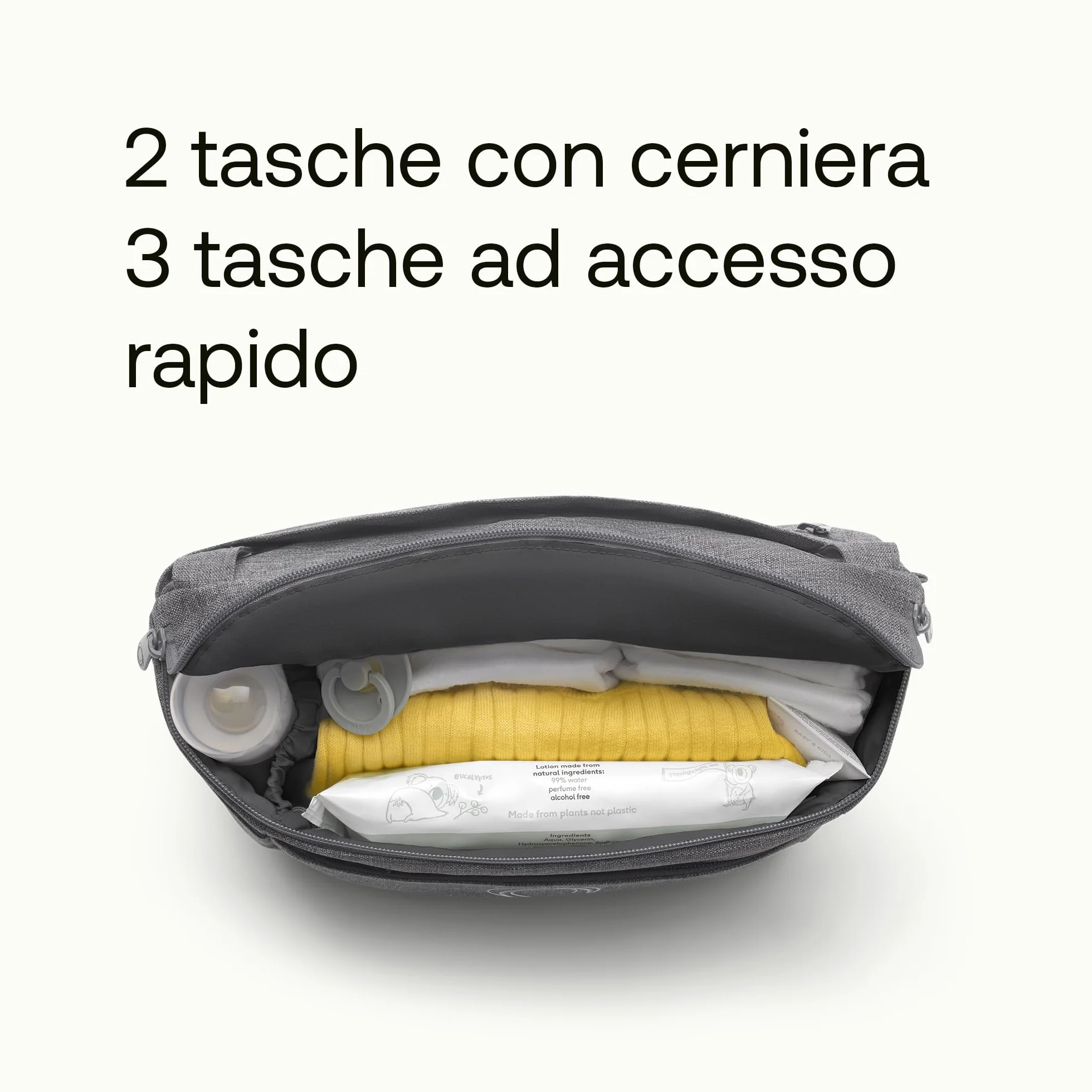 Bugaboo Organizer Multitasche Passeggino, Compatto e con Tasche Facili da Raggiungere, Accessorio Indispensabile per gli Oggetti Essenziali del Tuo Bambino, in Grey Melange