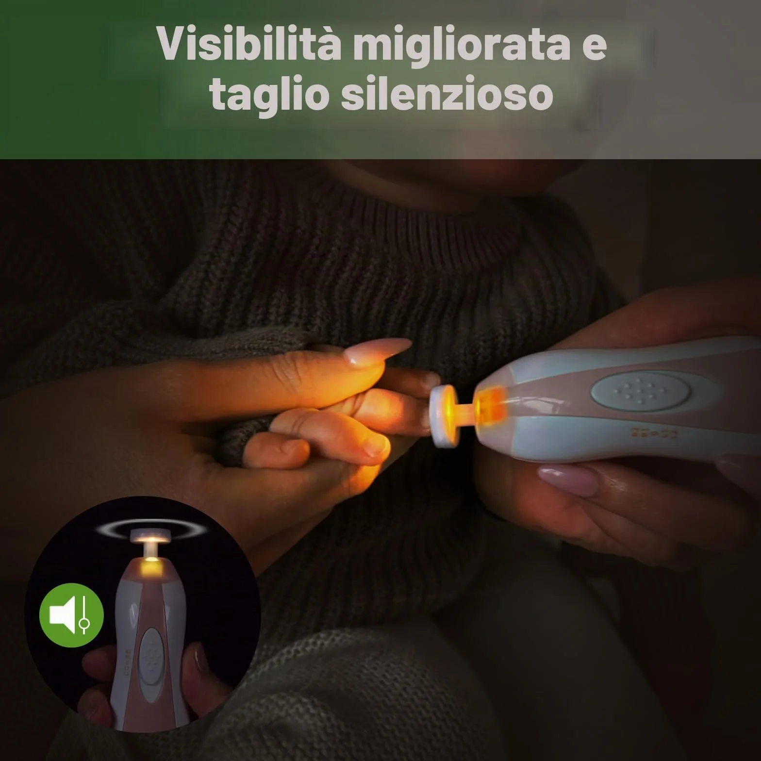 haakaa Tagliaunghie Neonato, Multifunzione Tagliaunghie Bambini Set, Tagliaunghie Elettrico Lima Unghie per Bambini, 6 in 1, con LED Light