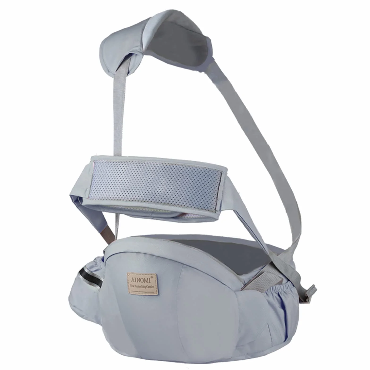 SONARIN Multifunzionale Traspirante Hipseat Marsupio,Ergonomico Marsupio Neonati Supporto del Sedile Portantina Bebè Seggiolino con Cintura di Sicurezza & Tracolla per 3-36 Mesi(Grigio)