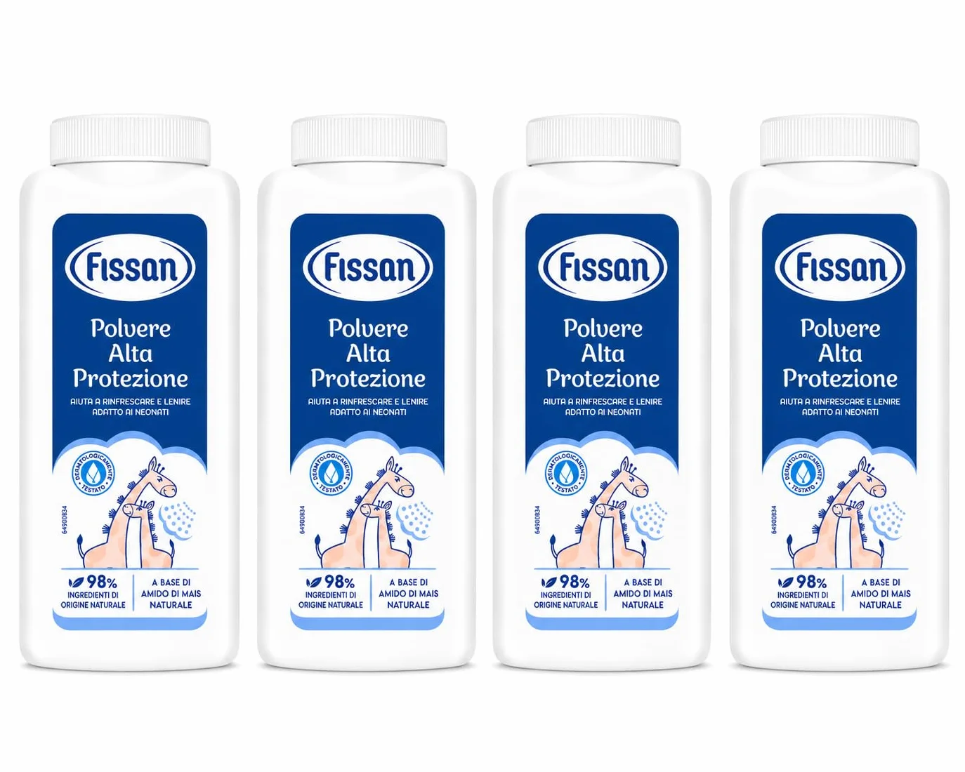 Polvere Alta Protezione – Talco Protettivo per Neonati e Bambini – Con Amido di Mais Naturale e Ossido di Zinco – Aiuta a Lenire e Assorbire l'Umidità – Pelle Delicata - 4 Unita da 200g