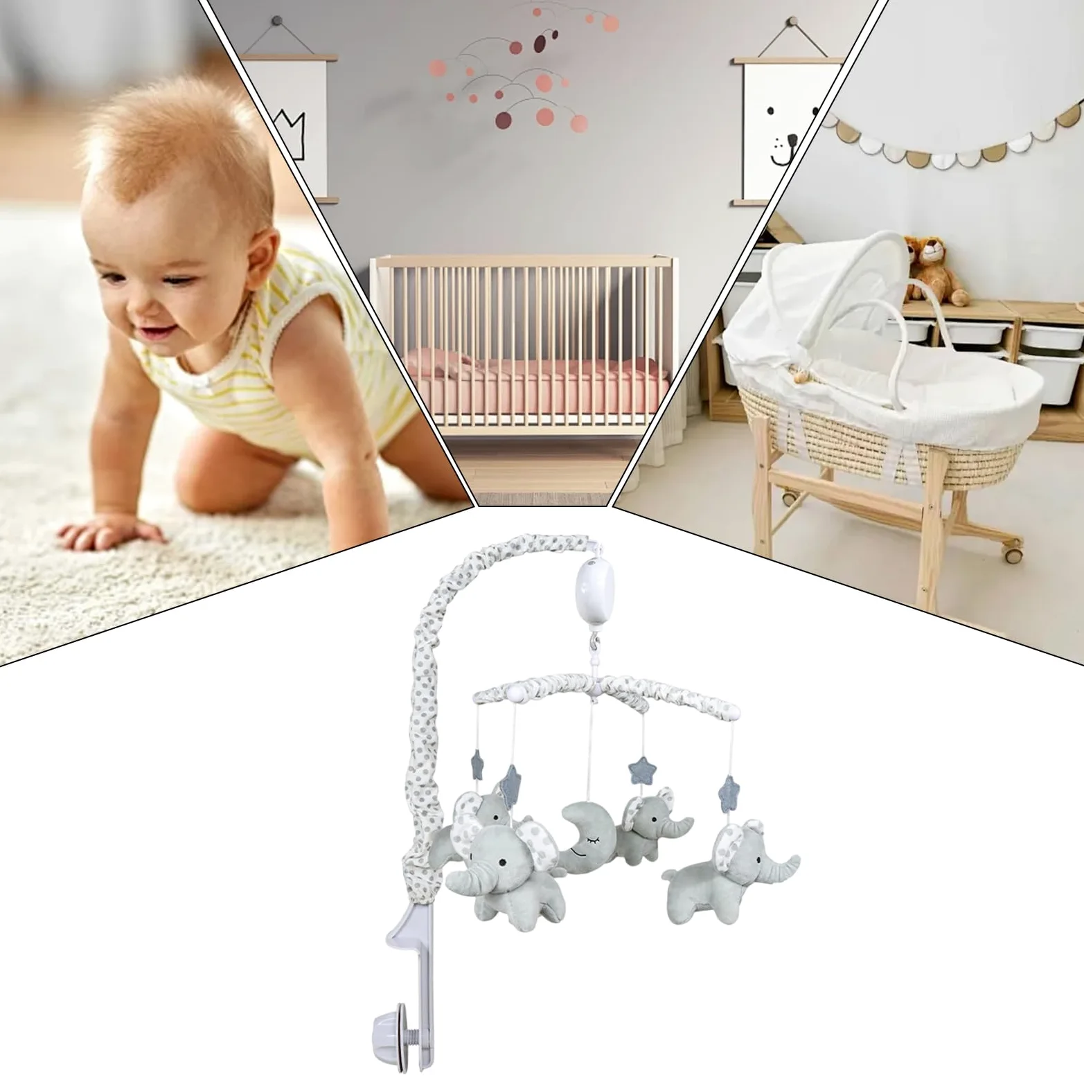 Musical Crib Mobile, Crib Mobile per ragazze Giocattolo per bambini peluche | Box di musica mobile ad alto contrasto con la incluso per il asilo , culla, culla nella stan
