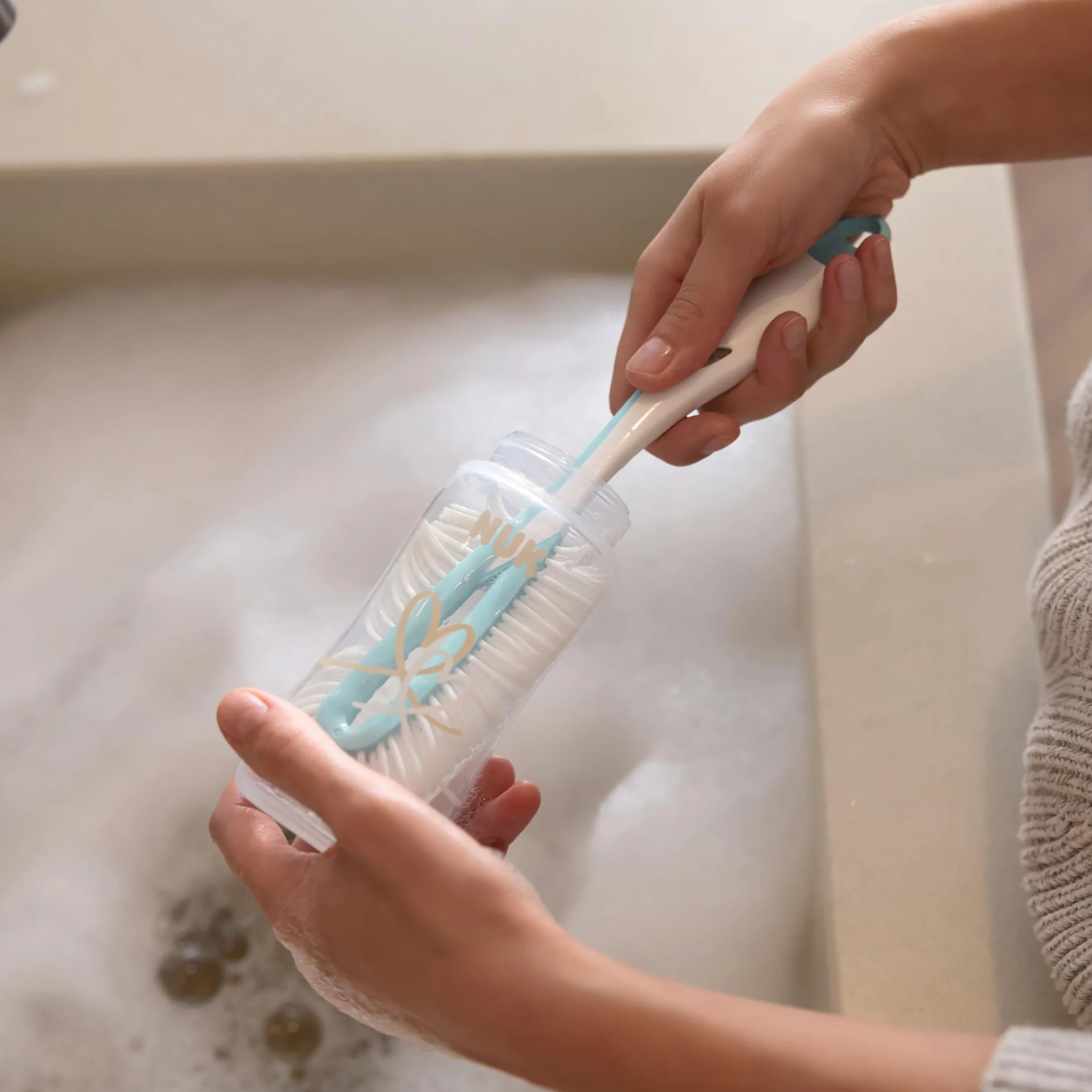 NUK 2 in 1 Scovolino flessibile per biberon | Scovolino per biberon e tettarelle