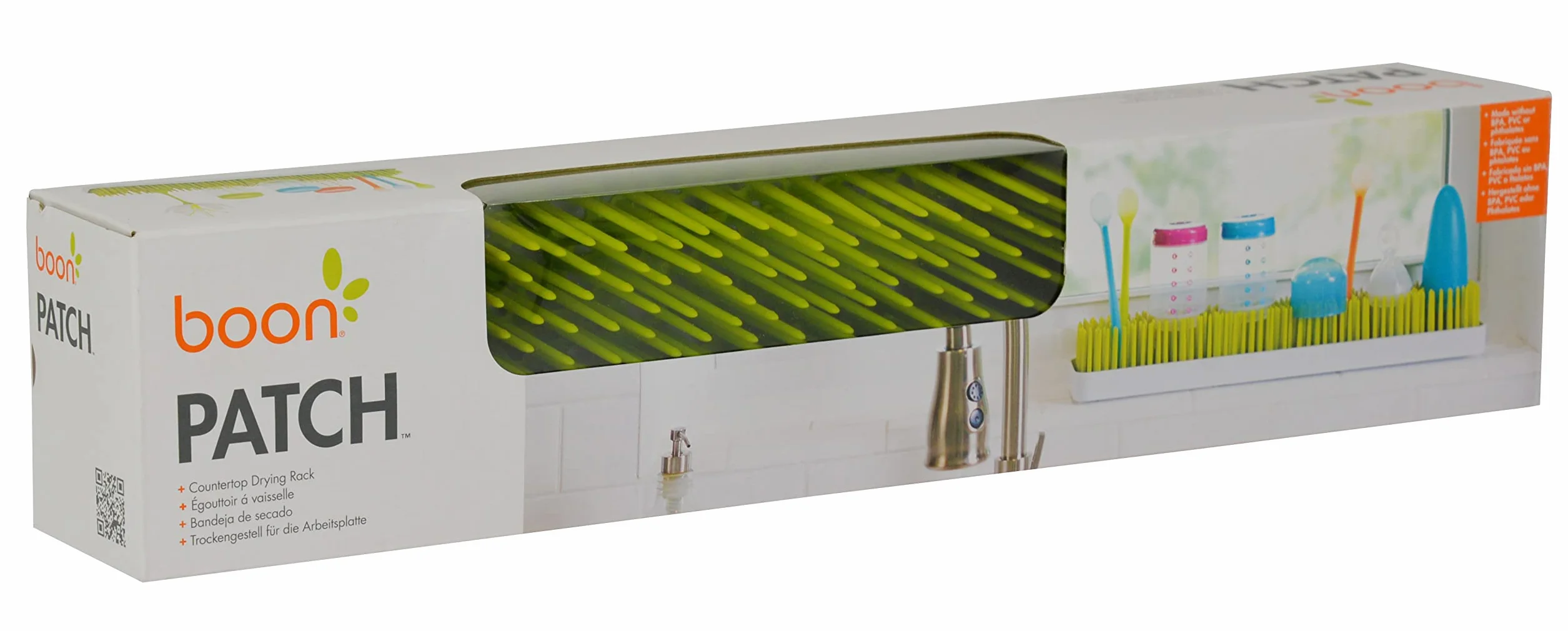 Boon TOMY PATCH Countertop Drying Rack For Baby Bottles And Accessories, Stylish Nursery Accessories, Baby Essentials for New Parents, BPA Green