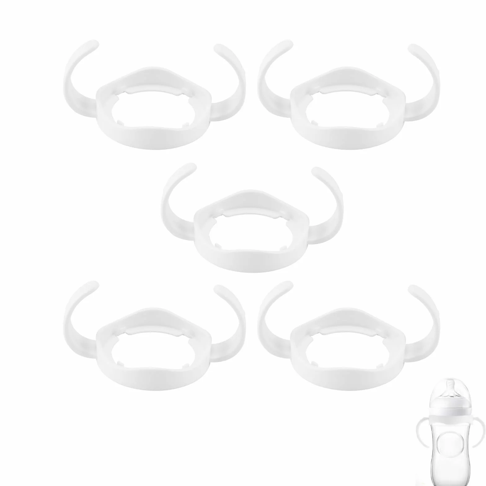 Baby Feeding Portaborraccia per Allattamento, Manici per Biberon, Collo Largo Manici per Biberon Universale, Impugnatura Easy Easy in Plastica Standard per AVENT Natural Series White (pacco da 5)