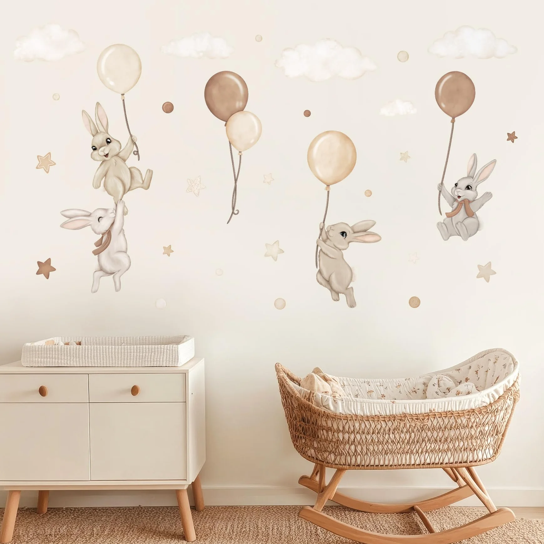 Adesivo da parete per cameretta dei bambini - Adesivo da parete per cameretta dei bambini - Non tossico, sicuro, potente - 29 pezzi adesivi - Marrone, Beige