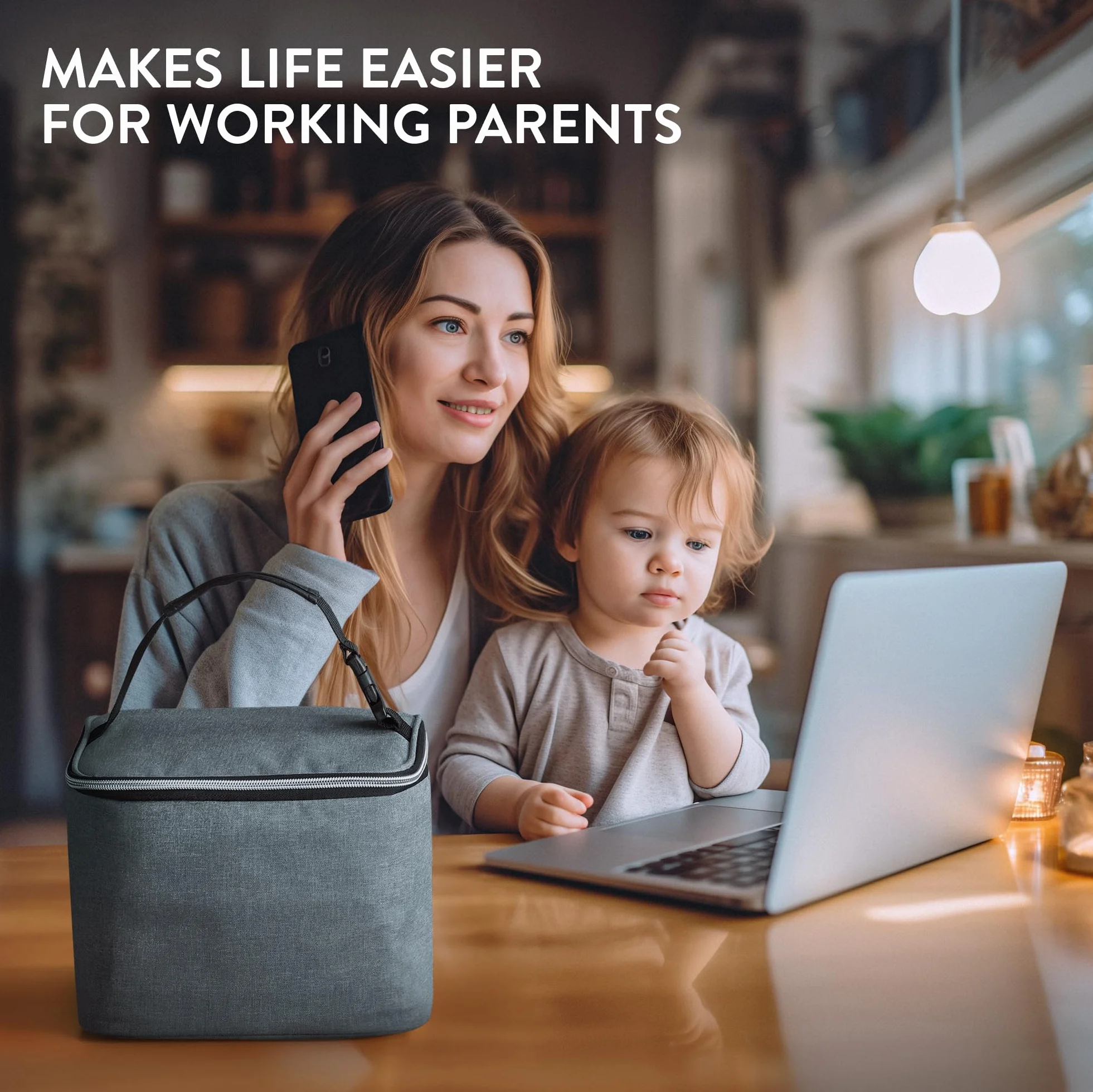 Navaris Borsa Termica per Latte Materno - Porta Pappa Termico Neonati - Borsa Termica Biberon per 6 Bottiglie - Isolamento Termico Latte Fresco - Grigio