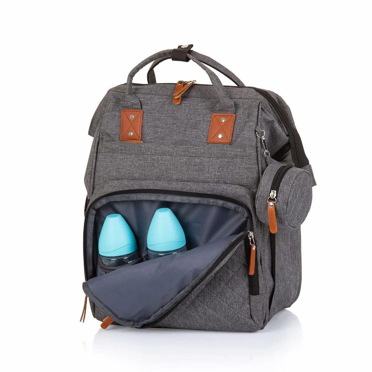 Chipolino, borsa fasciatoio, zaino per carrozzina, borsa per ciuccio con zip, colorazione:grigio