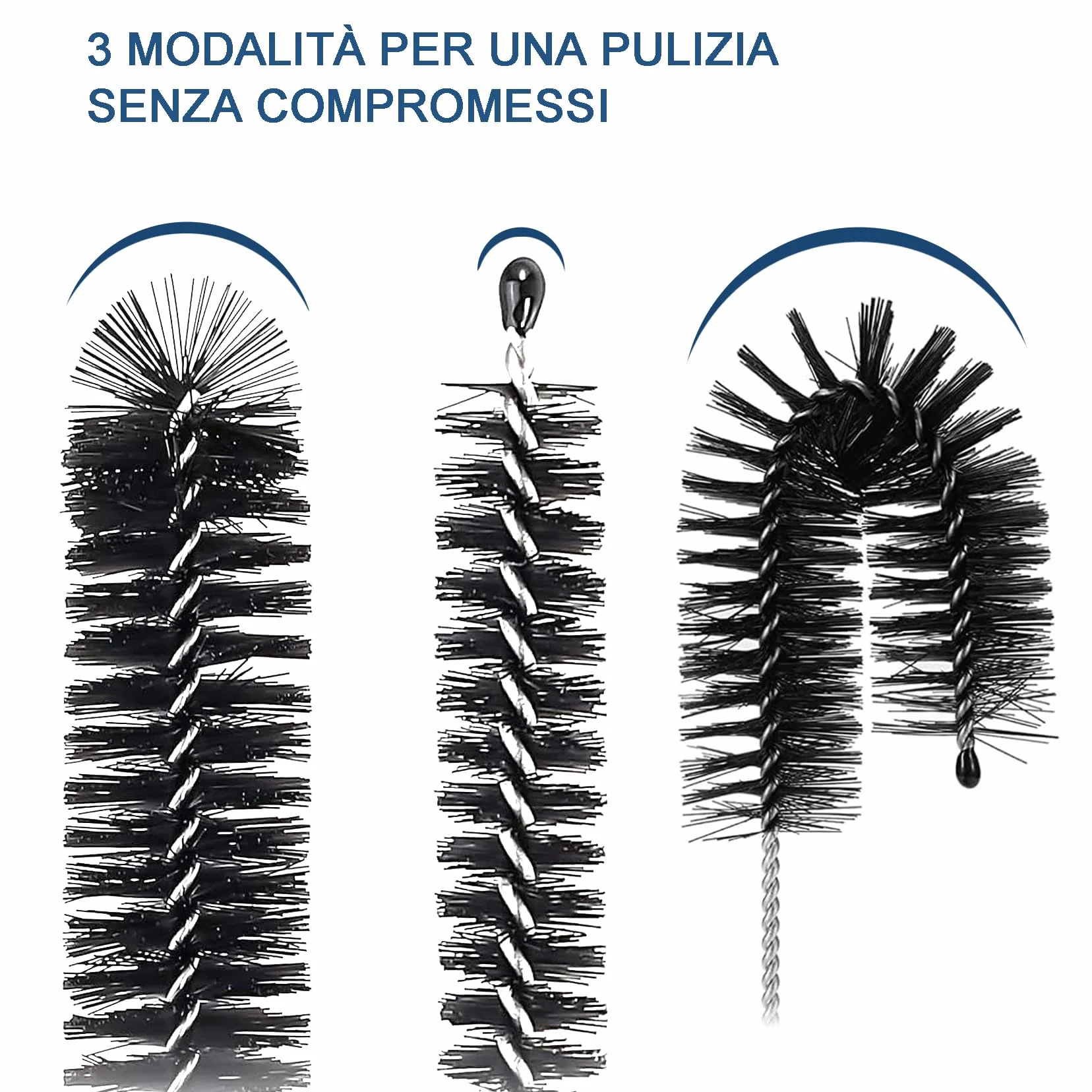Spazzola Per Bottiglie, Set Di 8 Spazzolini In Nylon Per Cannucce E Tubi, Per Pulire Bottiglie A Collo Stretto, Biberon, Barattoli E Beccucci Di Teiera (Nero)