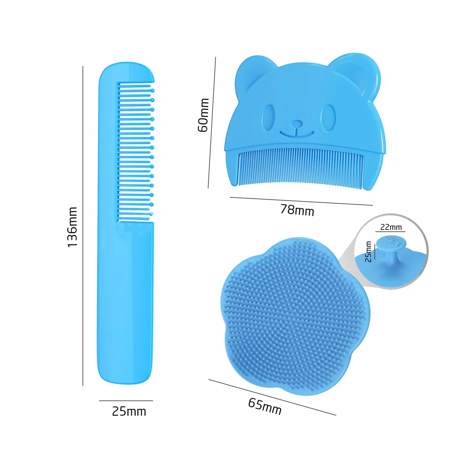 1 spazzola da bagno, 1 pettine per rimuovere il tartaro fetale, 1 pettine da massaggio, set da bagno per bambini, spazzola per la pulizia disincrostante, spazzola per doccia in silicone, adatta per il