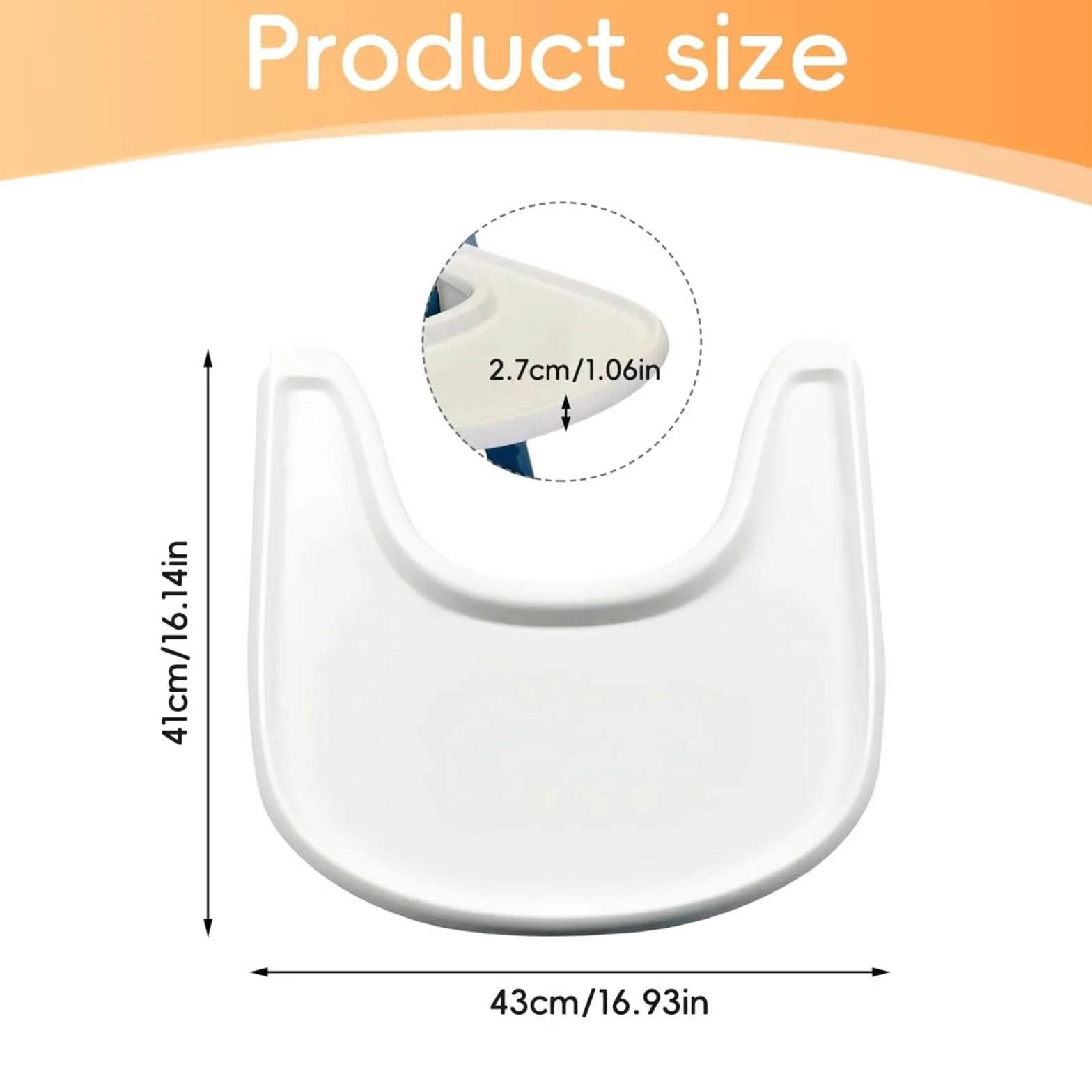 Vassoio per seggiolone Stokke Tripp Trapp, vassoio per seggiolone, set da tavola per seggiolone in PP, accessori per seggiolone, 42 x 42 cm (bianco)