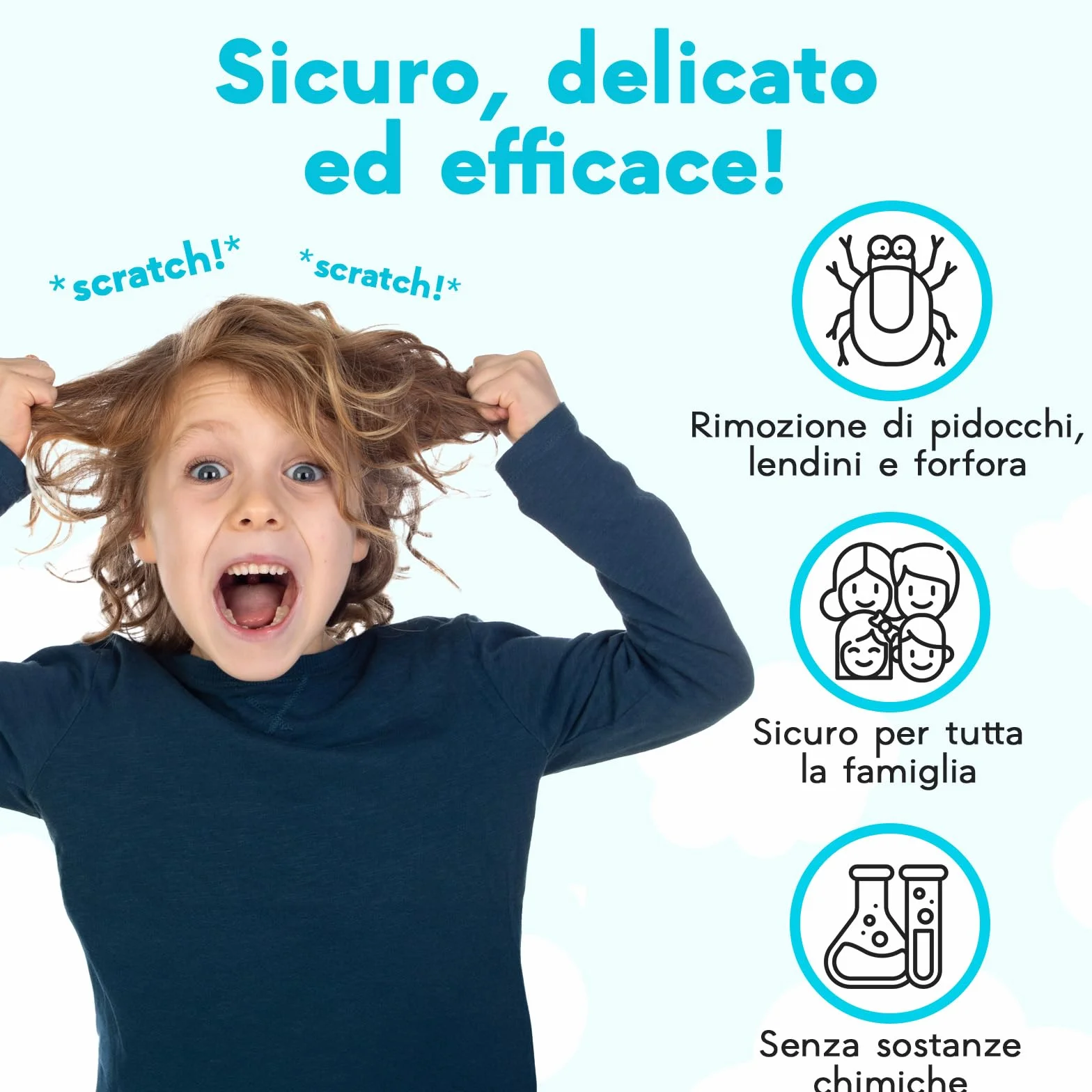 Pettinino Pidocchi Bambini 3 Pezzi - Pettine Pidocchi e Lendini con Lente | Denti ultra-fini in acciaio per rimuovere pidocchi e lendini. Lente integrata. Delicato sui bambini, bagnato o asciutto.