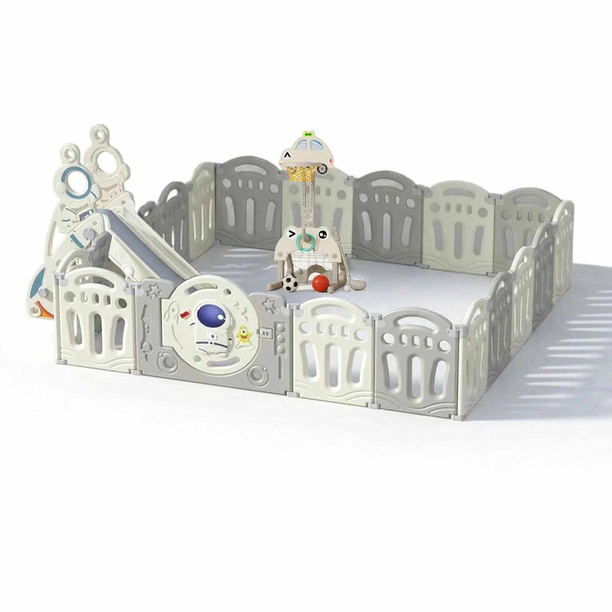 MoLi Box Bambini Centro Attività per Neonati e Bambini Piccoli, Recinto Neonato Pieghevole, Box Neonato di Varie Dimensioni, Ampio Recinto Bimbo per Interni ed Esterni (Y 16+2 Combo)