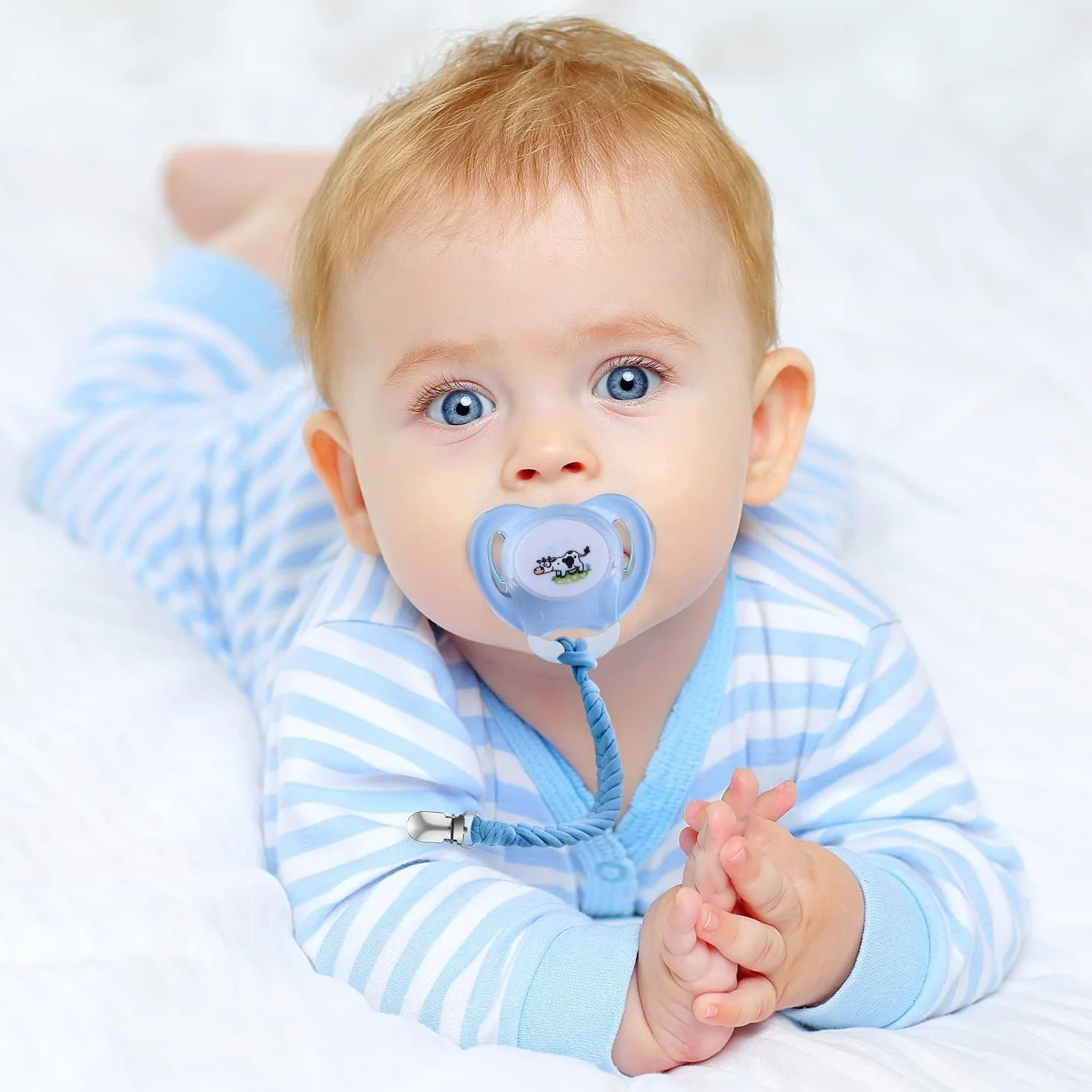 Pulsante di Silicone Anello LISOPO 12 Pezzi Adattatori per Ciuccio in Silicone, Ciuccio Clip Adattatore Adatto Alla Maggior Parte dei Succhietti per Bambini e porta ciuccio catenella MAM, trasparente
