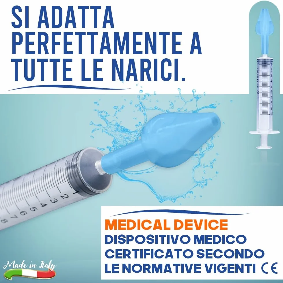 Mumi's 4 olive per lavaggi nasali 4 siringhe maxi 20ml per lavaggi nasali bambini e adulti dispositivo medico CE (4 siringhe 4 olive)