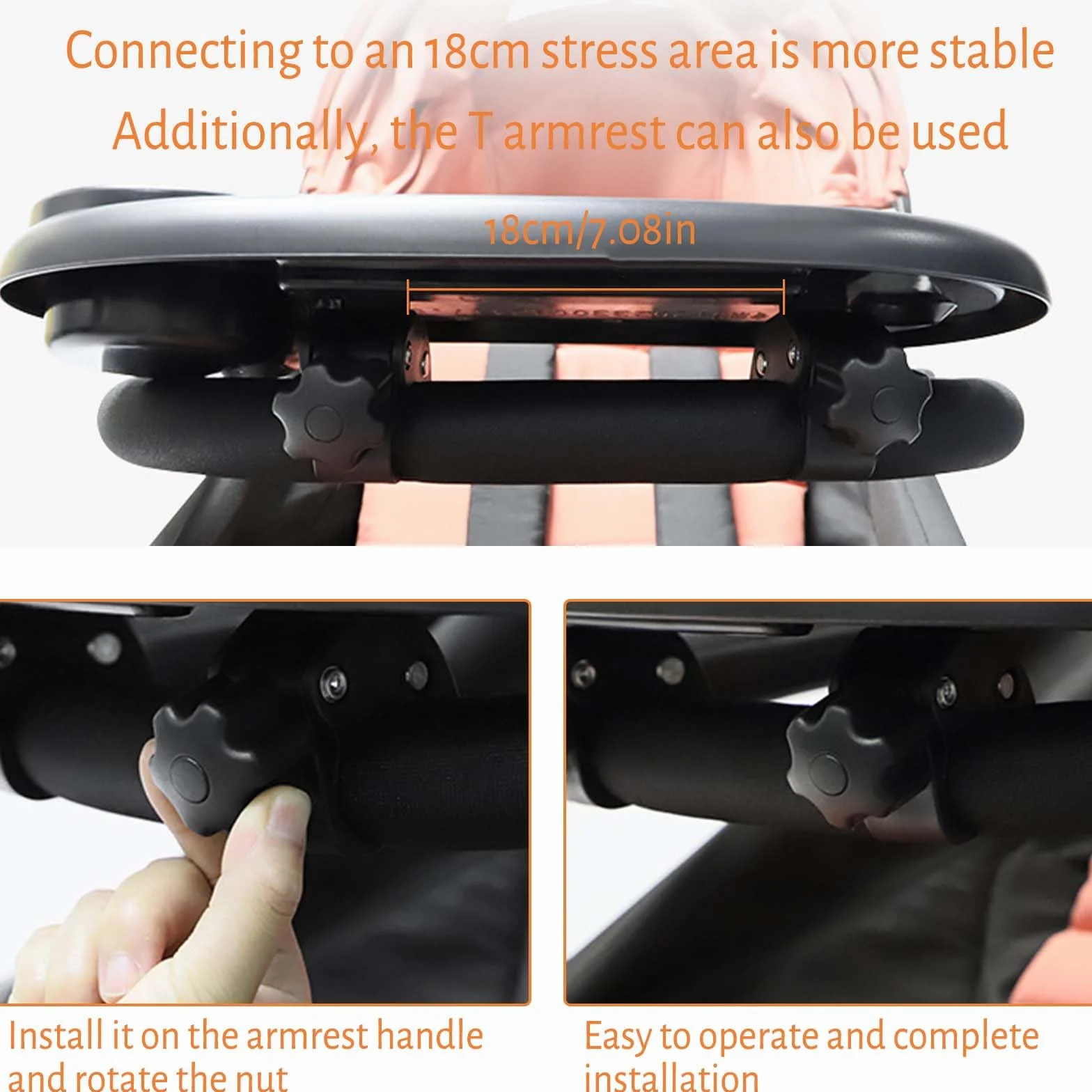 Vassoio Universale per Passeggino, badaren Vassoio Snack per Passeggino, 3 In 1 Girevole a 360 Gradi con Clip Regolabile Vassoio per Passeggino, Adatto Alla Maggior Parte Dei Passeggini con Braccioli